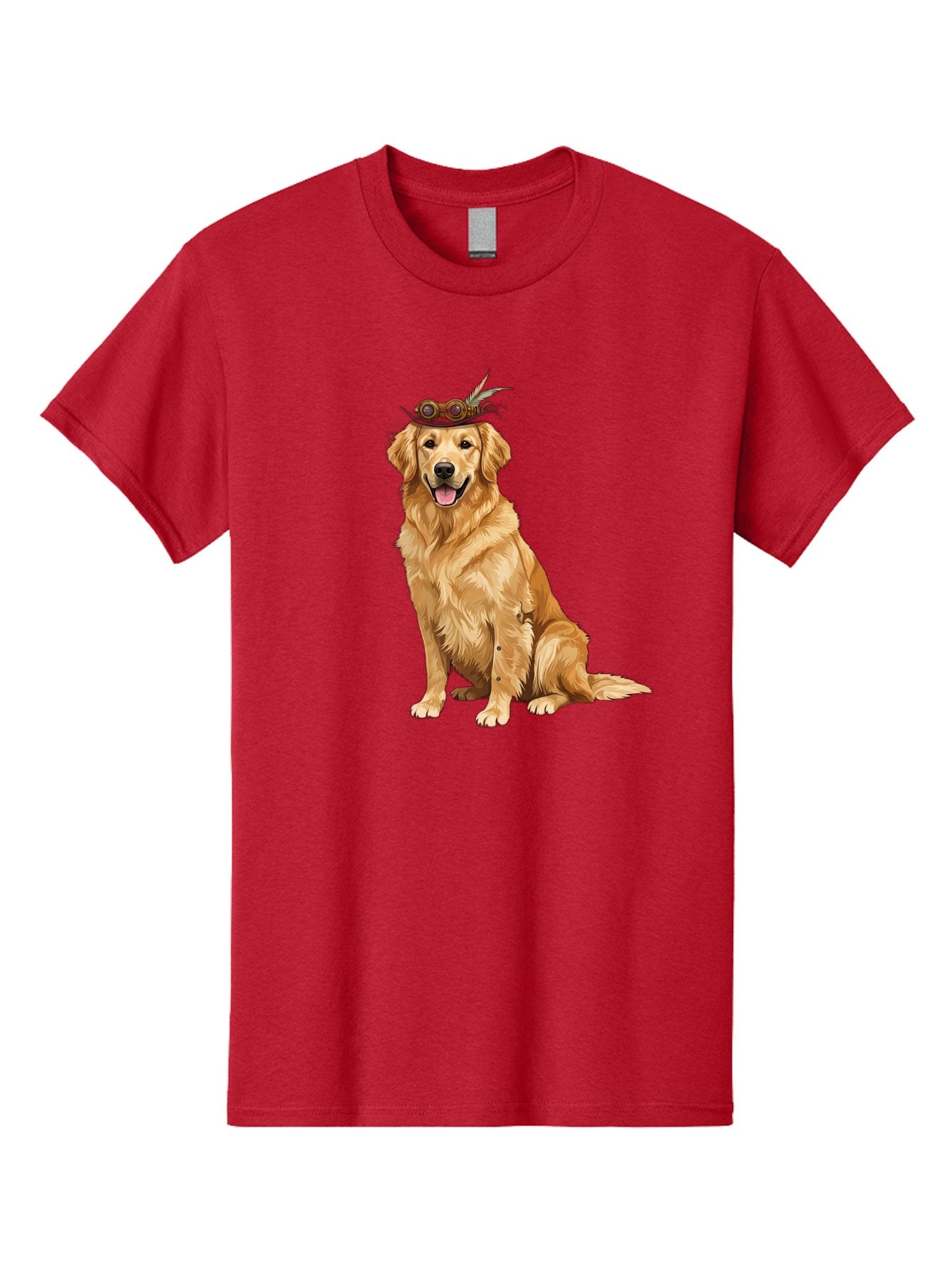 Golden-Retriever-With-Flower-Crown Men'S Graphic Tee, 100% Cotton, Comfortable Casual Summer Wear, Machine Washable, Golden Retriever Wearing Crown, Dog With Accessories, Floral Headpiece, Festive Dog, Pet Portrait, Playful Canine, Bab999 13
