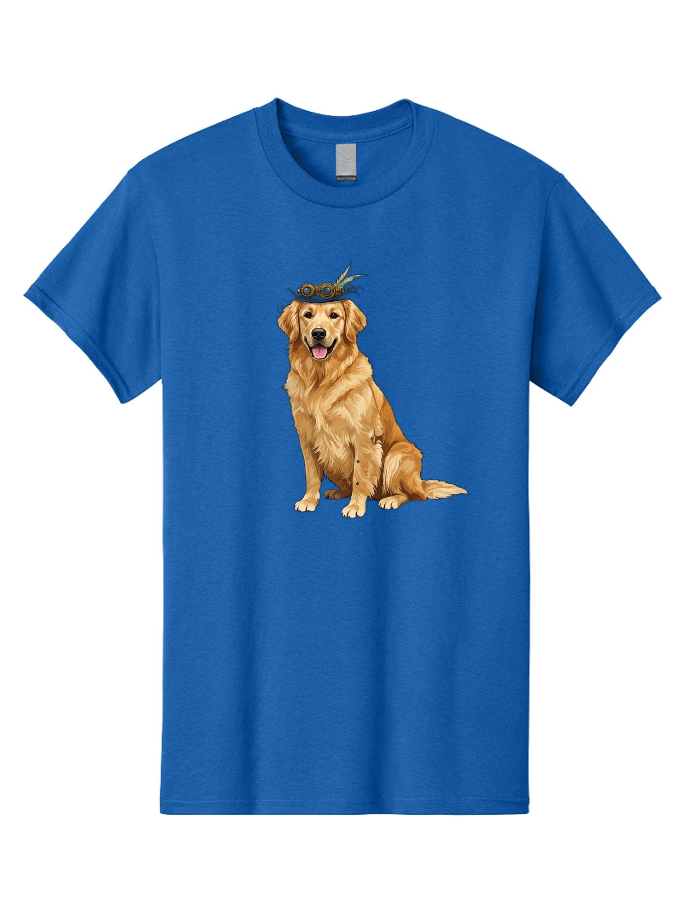 Golden-Retriever-With-Flower-Crown Men'S Graphic Tee, 100% Cotton, Comfortable Casual Summer Wear, Machine Washable, Golden Retriever Wearing Crown, Dog With Accessories, Floral Headpiece, Festive Dog, Pet Portrait, Playful Canine, Bab999 7