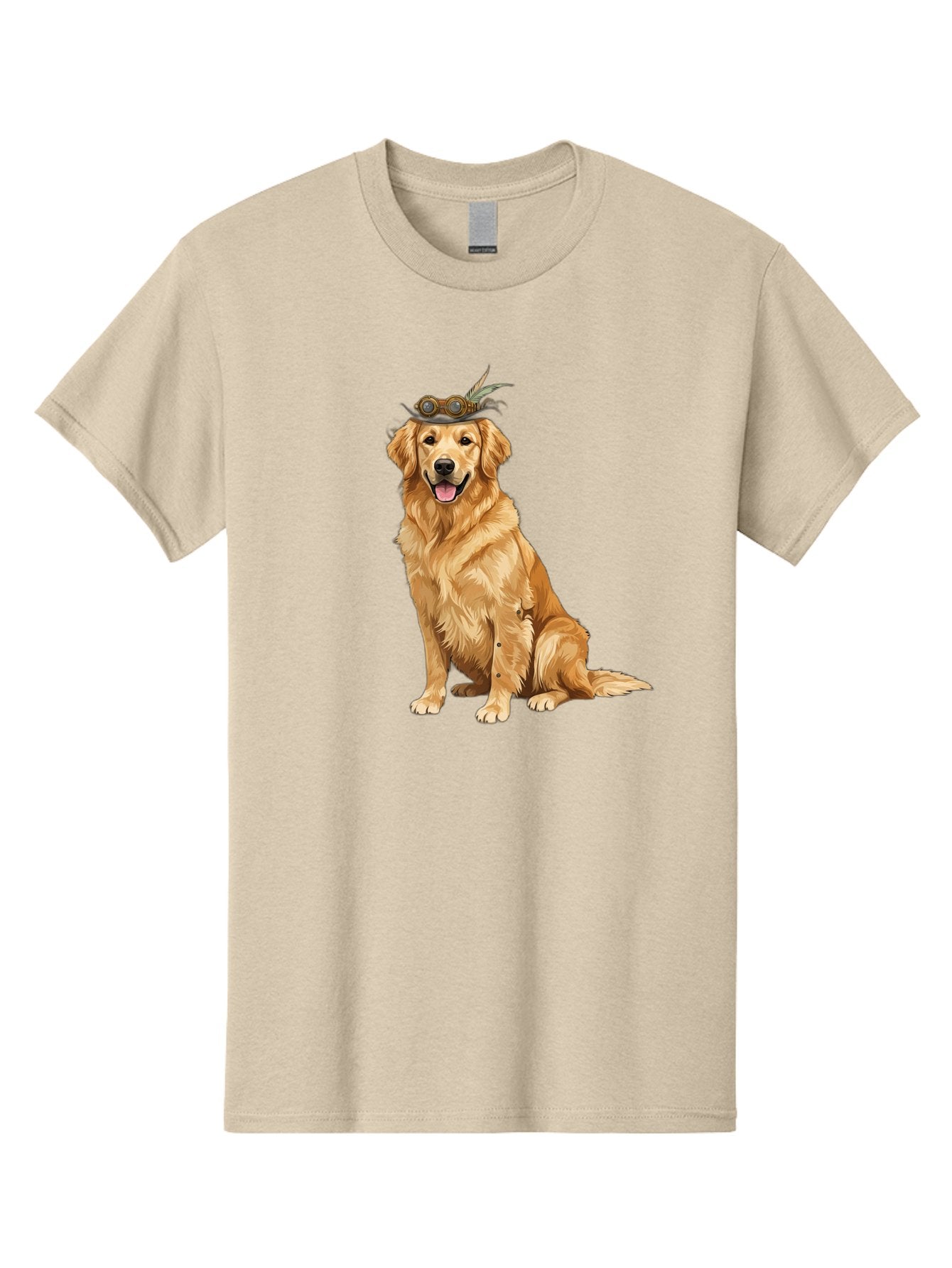 Golden-Retriever-With-Flower-Crown Men'S Graphic Tee, 100% Cotton, Comfortable Casual Summer Wear, Machine Washable, Golden Retriever Wearing Crown, Dog With Accessories, Floral Headpiece, Festive Dog, Pet Portrait, Playful Canine, Bab999 3