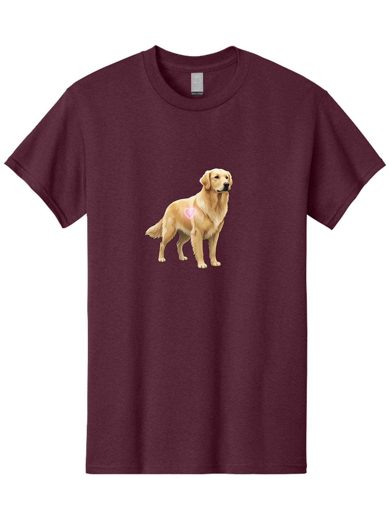 Golden-Retriever-With-Heart-1 Men'S Graphic Tee, 100% Cotton, Comfortable Casual Summer Wear, Machine Washable, Golden Retriever Dog, Heart On Dog, Cute Canine, Lovely Pet, Dog Love, Heart Symbol, Pet Friendly, Dog Graphic Bac002 6