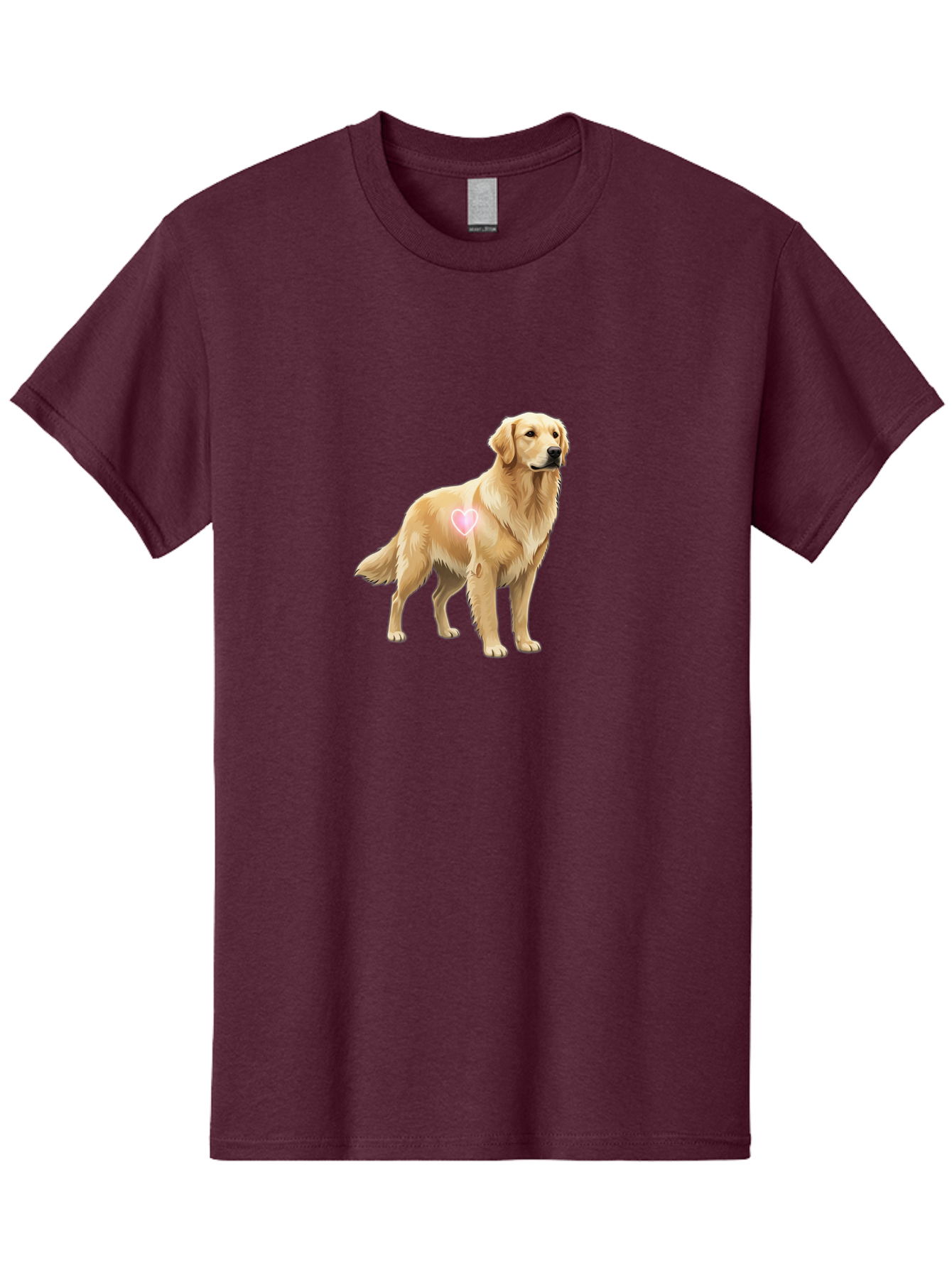 Golden-Retriever-With-Heart-1 Men'S Graphic Tee, 100% Cotton, Comfortable Casual Summer Wear, Machine Washable, Golden Retriever Dog, Heart On Dog, Cute Canine, Lovely Pet, Dog Love, Heart Symbol, Pet Friendly, Dog Graphic Bac002 7