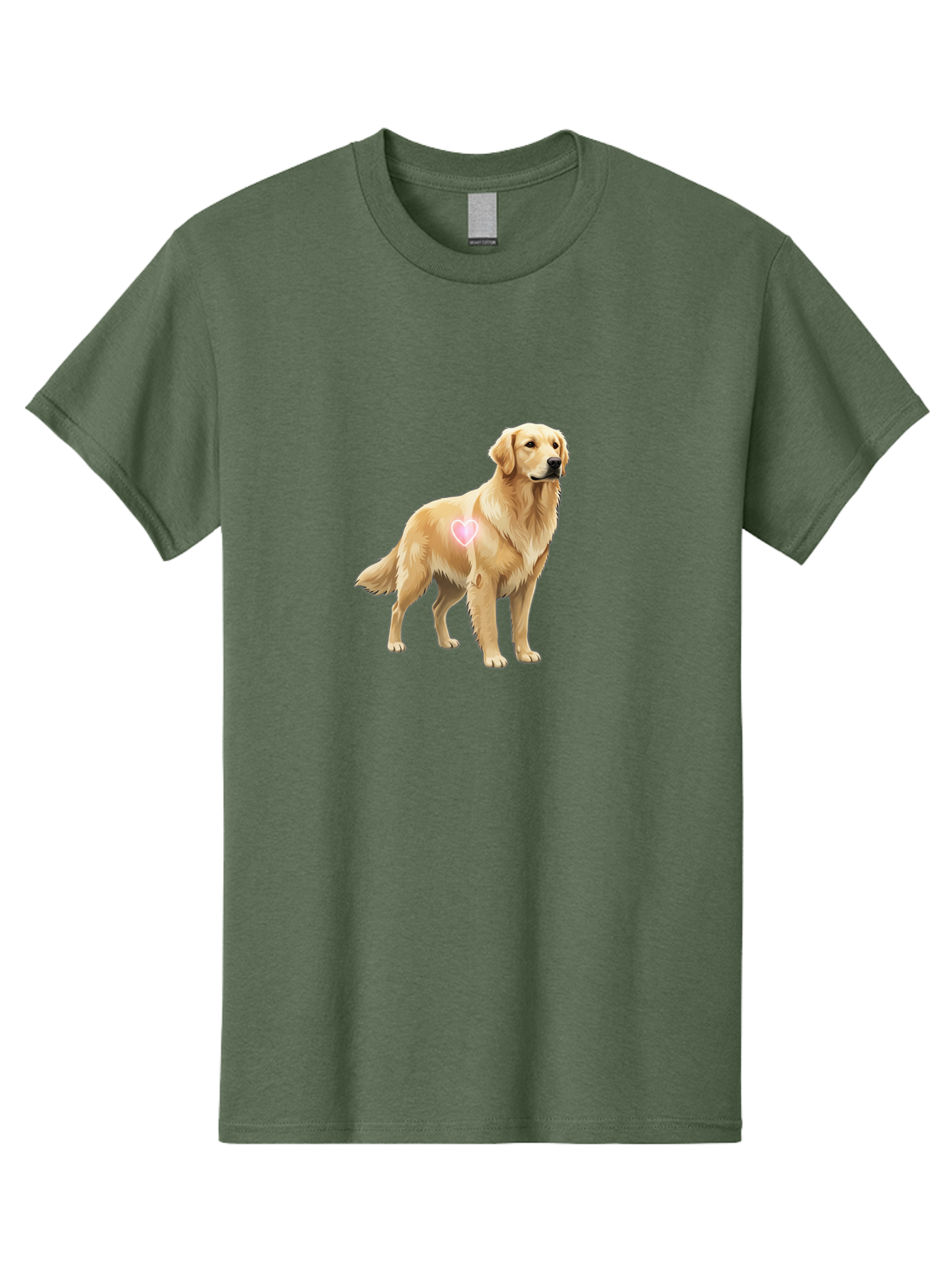 Golden-Retriever-With-Heart-1 Men'S Graphic Tee, 100% Cotton, Comfortable Casual Summer Wear, Machine Washable, Golden Retriever Dog, Heart On Dog, Cute Canine, Lovely Pet, Dog Love, Heart Symbol, Pet Friendly, Dog Graphic Bac002 12