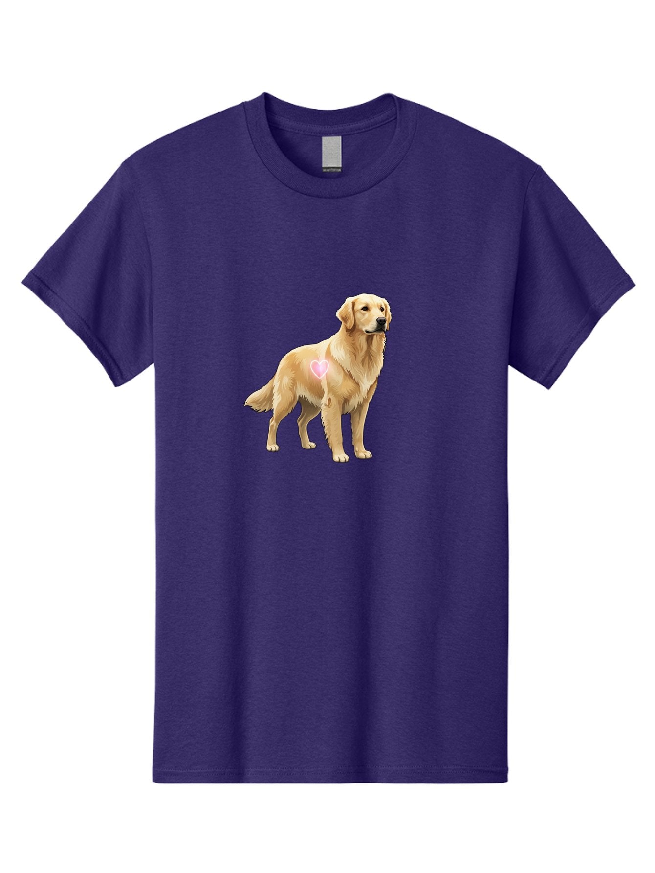 Golden-Retriever-With-Heart-1 Men'S Graphic Tee, 100% Cotton, Comfortable Casual Summer Wear, Machine Washable, Golden Retriever Dog, Heart On Dog, Cute Canine, Lovely Pet, Dog Love, Heart Symbol, Pet Friendly, Dog Graphic Bac002 7
