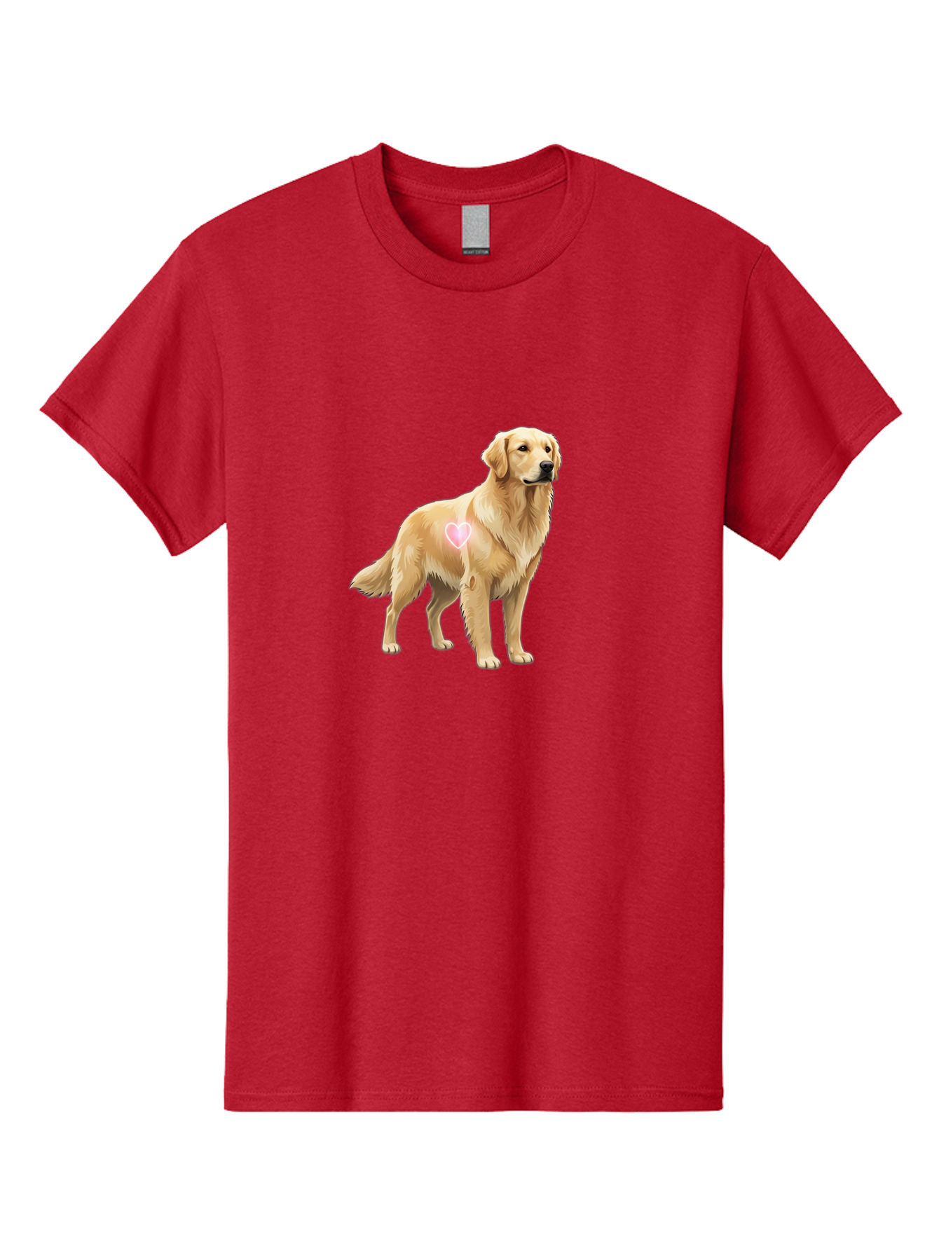 Golden-Retriever-With-Heart-1 Men'S Graphic Tee, 100% Cotton, Comfortable Casual Summer Wear, Machine Washable, Golden Retriever Dog, Heart On Dog, Cute Canine, Lovely Pet, Dog Love, Heart Symbol, Pet Friendly, Dog Graphic Bac002 10