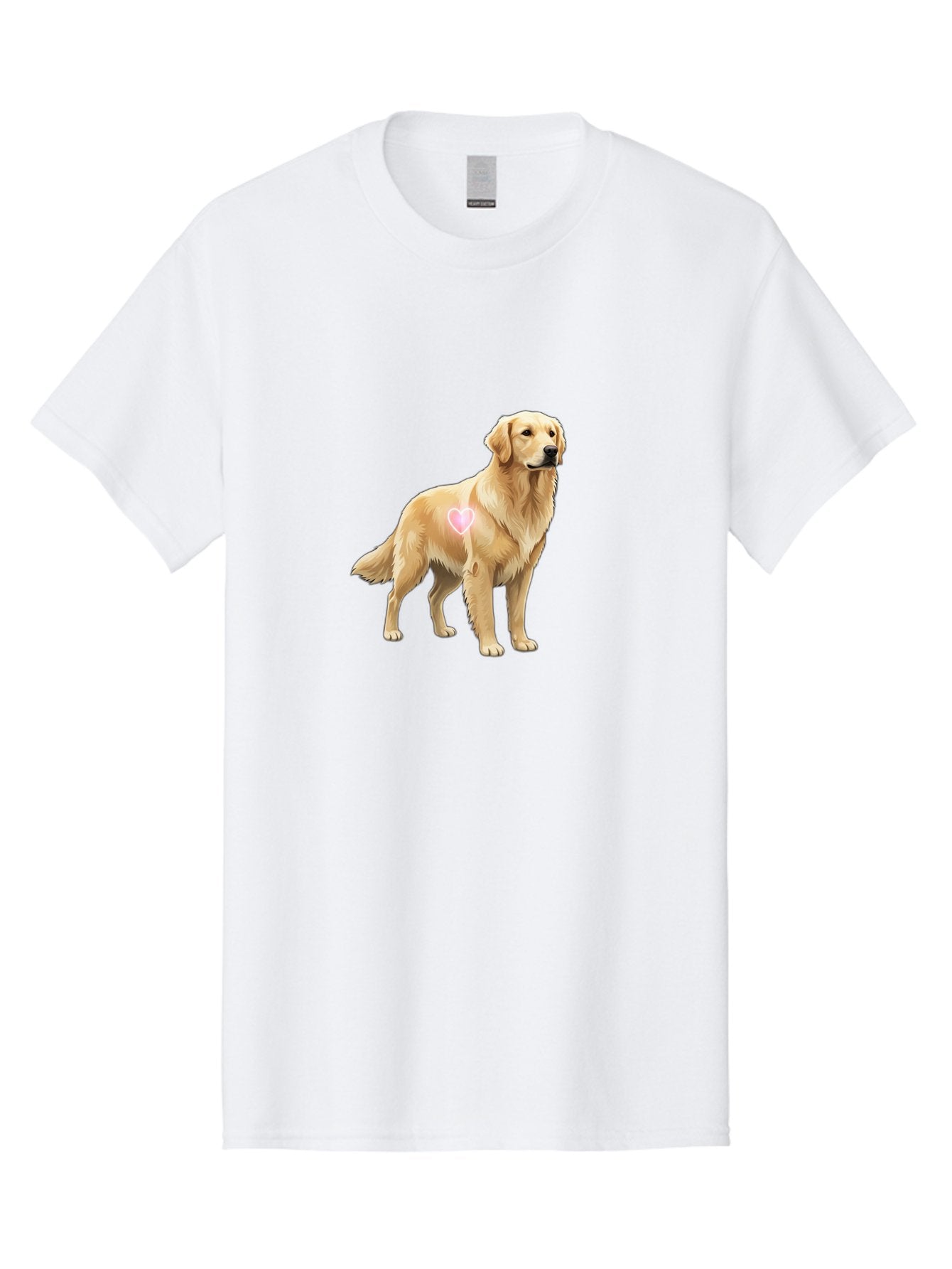 Golden-Retriever-With-Heart-1 Men'S Graphic Tee, 100% Cotton, Comfortable Casual Summer Wear, Machine Washable, Golden Retriever Dog, Heart On Dog, Cute Canine, Lovely Pet, Dog Love, Heart Symbol, Pet Friendly, Dog Graphic Bac002 8