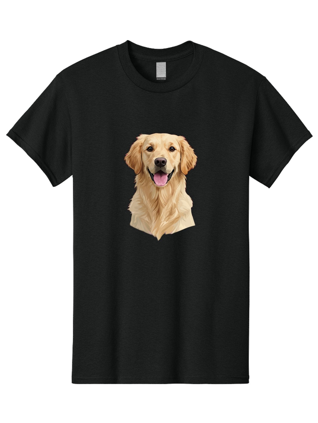 Golden-Retriever Men'S Graphic Tee, 100% Cotton, Comfortable Casual Summer Wear, Machine Washable, Happy Golden Retriever, Friendly Dog, Smiling Pet, Playful Animal, Cute Canine, Dog Portrait, Retriever Illustration Bac007 15