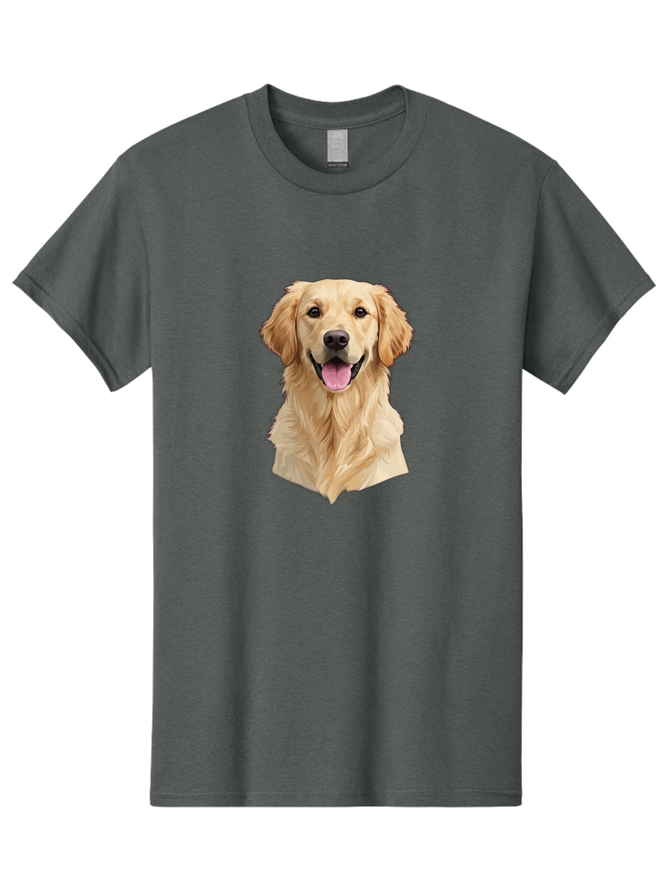 Golden-Retriever Men'S Graphic Tee, 100% Cotton, Comfortable Casual Summer Wear, Machine Washable, Happy Golden Retriever, Friendly Dog, Smiling Pet, Playful Animal, Cute Canine, Dog Portrait, Retriever Illustration Bac007 13