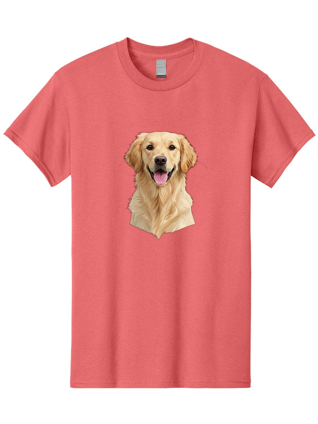 Golden-Retriever Men'S Graphic Tee, 100% Cotton, Comfortable Casual Summer Wear, Machine Washable, Happy Golden Retriever, Friendly Dog, Smiling Pet, Playful Animal, Cute Canine, Dog Portrait, Retriever Illustration Bac007 4