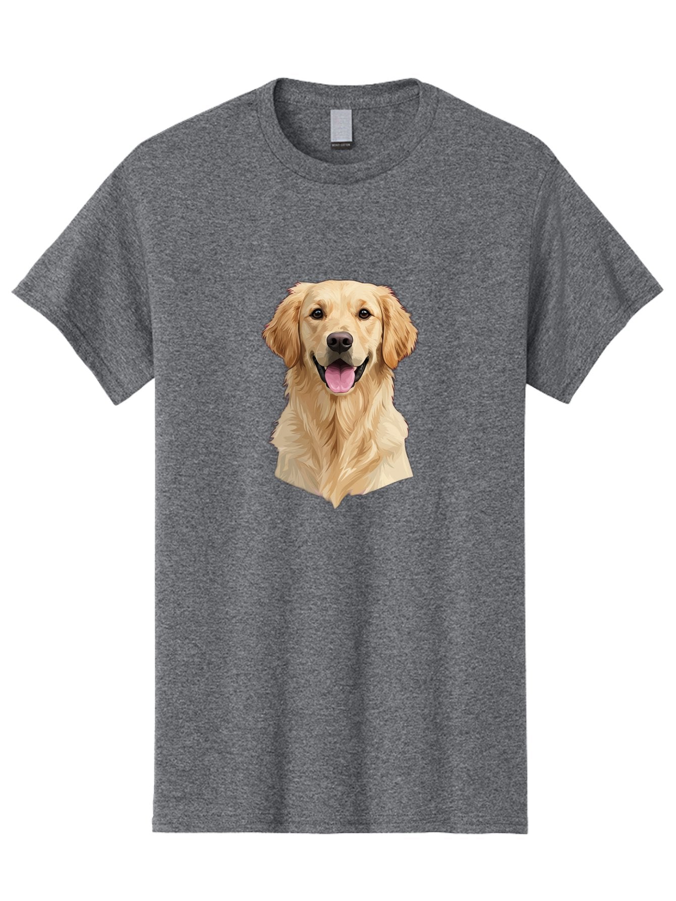Golden-Retriever Men'S Graphic Tee, 100% Cotton, Comfortable Casual Summer Wear, Machine Washable, Happy Golden Retriever, Friendly Dog, Smiling Pet, Playful Animal, Cute Canine, Dog Portrait, Retriever Illustration Bac007