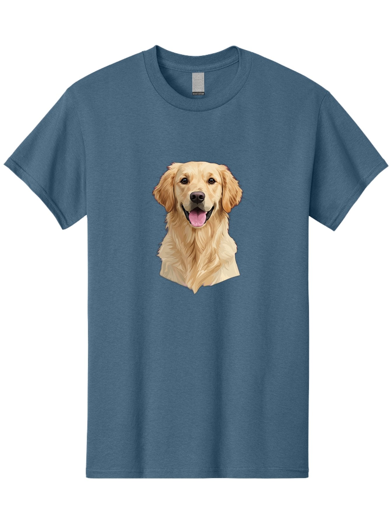 Golden-Retriever Men'S Graphic Tee, 100% Cotton, Comfortable Casual Summer Wear, Machine Washable, Happy Golden Retriever, Friendly Dog, Smiling Pet, Playful Animal, Cute Canine, Dog Portrait, Retriever Illustration Bac007 3