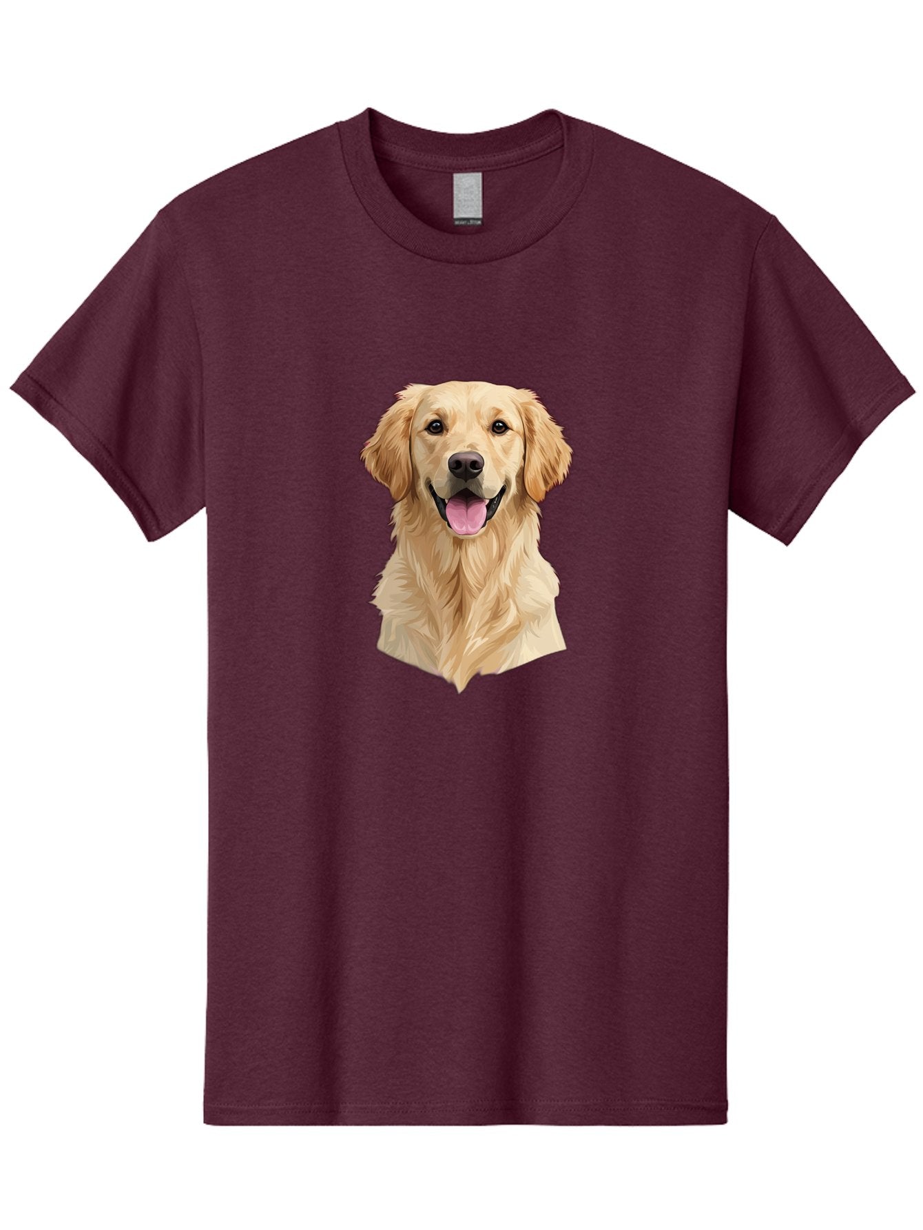 Golden-Retriever Men'S Graphic Tee, 100% Cotton, Comfortable Casual Summer Wear, Machine Washable, Happy Golden Retriever, Friendly Dog, Smiling Pet, Playful Animal, Cute Canine, Dog Portrait, Retriever Illustration Bac007 12