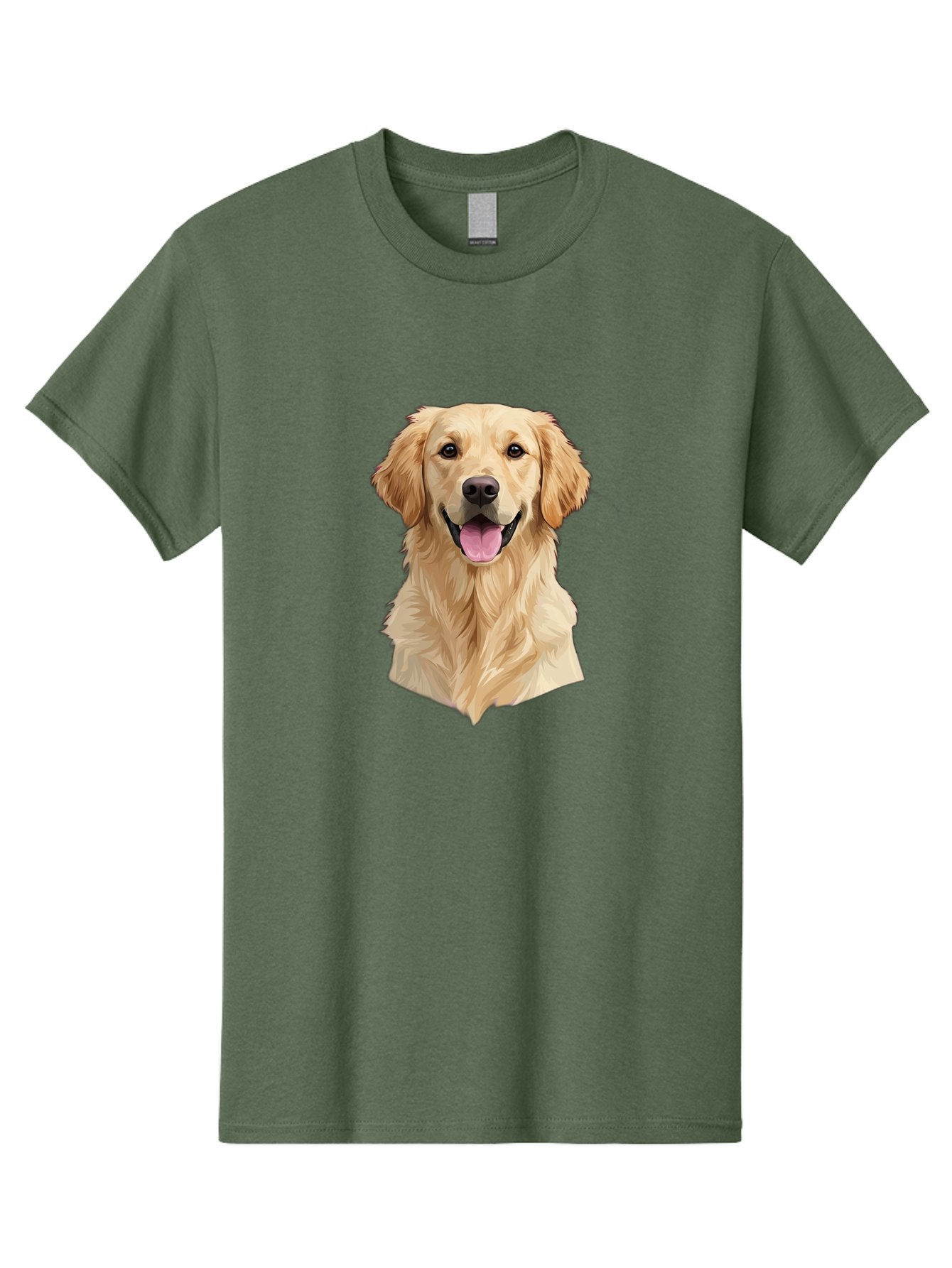 Golden-Retriever Men'S Graphic Tee, 100% Cotton, Comfortable Casual Summer Wear, Machine Washable, Happy Golden Retriever, Friendly Dog, Smiling Pet, Playful Animal, Cute Canine, Dog Portrait, Retriever Illustration Bac007 5