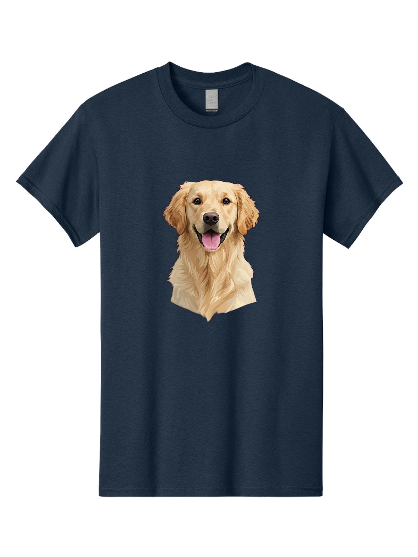 Golden-Retriever Men'S Graphic Tee, 100% Cotton, Comfortable Casual Summer Wear, Machine Washable, Happy Golden Retriever, Friendly Dog, Smiling Pet, Playful Animal, Cute Canine, Dog Portrait, Retriever Illustration Bac007 10