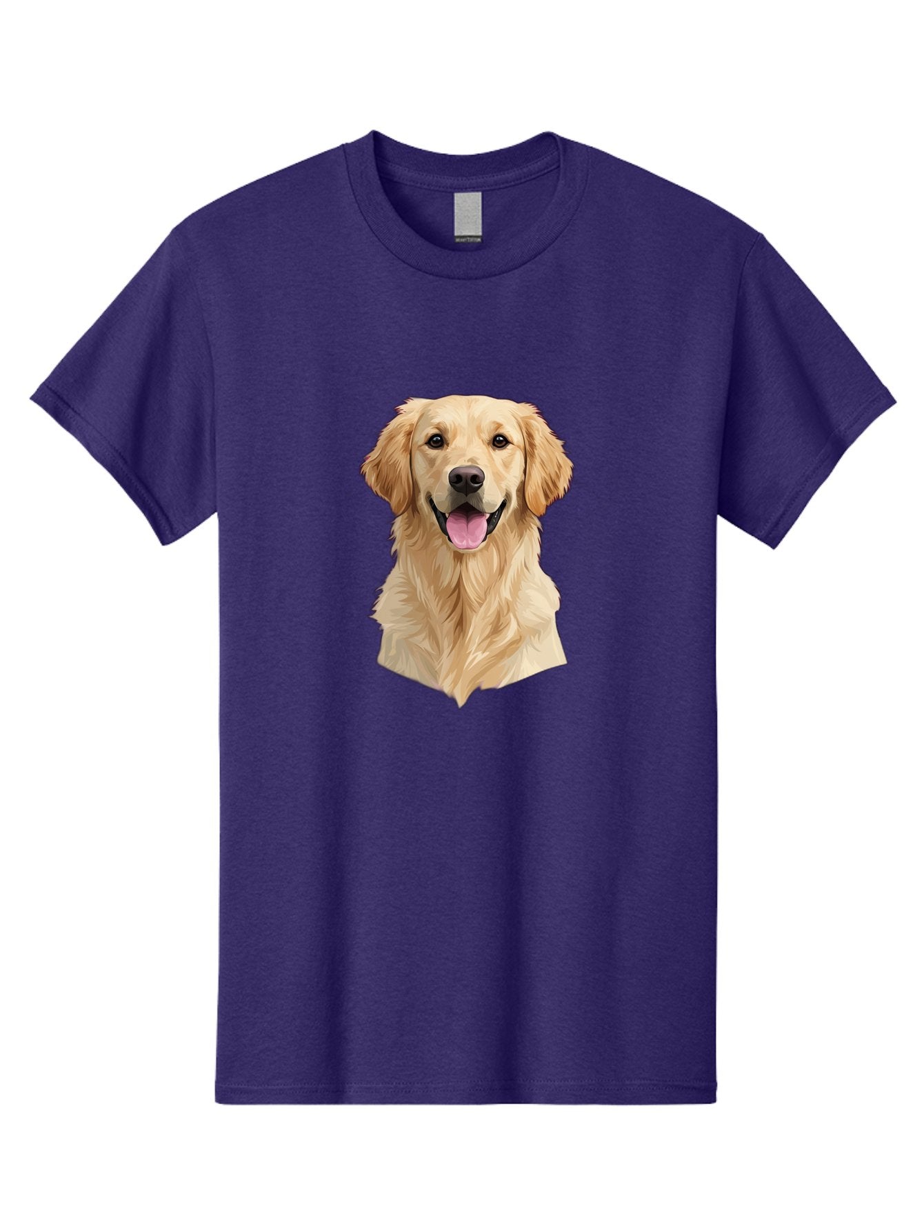 Golden-Retriever Men'S Graphic Tee, 100% Cotton, Comfortable Casual Summer Wear, Machine Washable, Happy Golden Retriever, Friendly Dog, Smiling Pet, Playful Animal, Cute Canine, Dog Portrait, Retriever Illustration Bac007