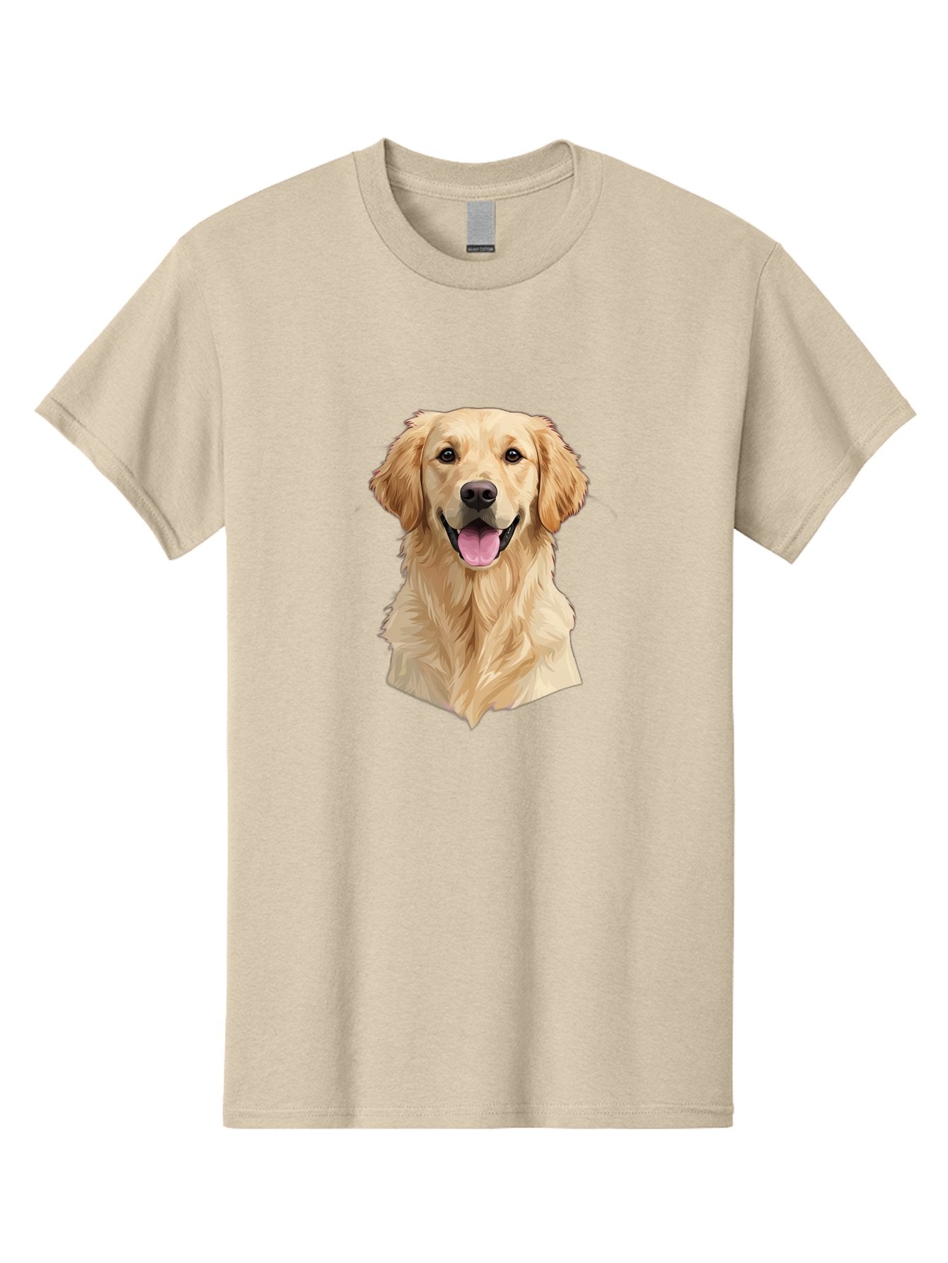 Golden-Retriever Men'S Graphic Tee, 100% Cotton, Comfortable Casual Summer Wear, Machine Washable, Happy Golden Retriever, Friendly Dog, Smiling Pet, Playful Animal, Cute Canine, Dog Portrait, Retriever Illustration Bac007 8