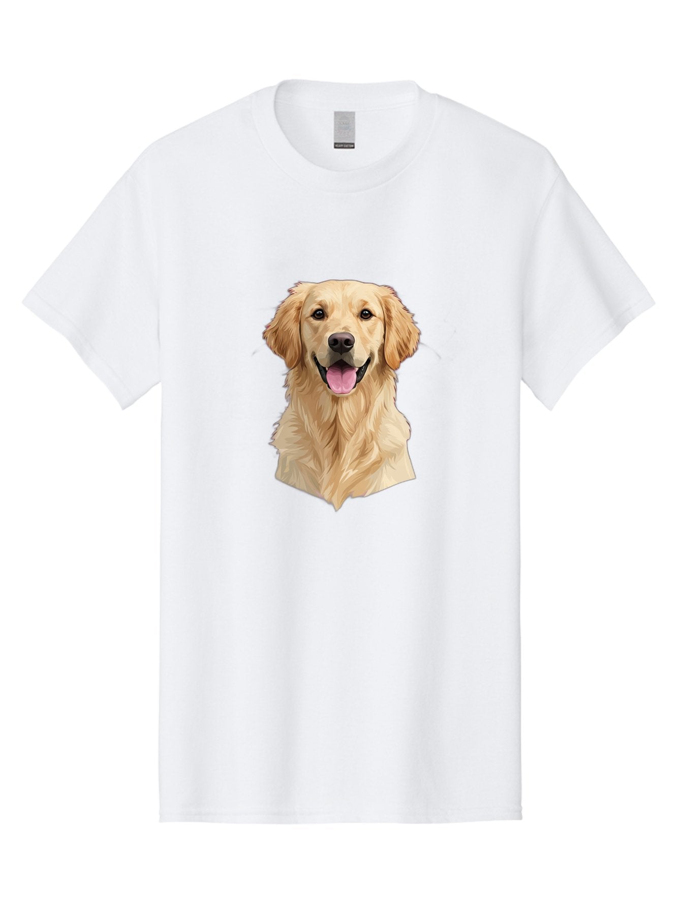 Golden-Retriever Men'S Graphic Tee, 100% Cotton, Comfortable Casual Summer Wear, Machine Washable, Happy Golden Retriever, Friendly Dog, Smiling Pet, Playful Animal, Cute Canine, Dog Portrait, Retriever Illustration Bac007 11