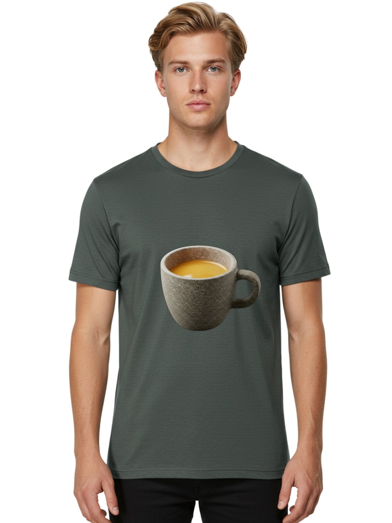 Grey-Coffee-Mug Men'S Graphic Tee, 100% Cotton, Comfortable Casual Summer Wear, Machine Washable, Coffee Cup, Gray Mug, Coffee Drink, Morning Coffee, Coffee Time, Beverage, Hot Drink, Cozy Moment Bac008 30