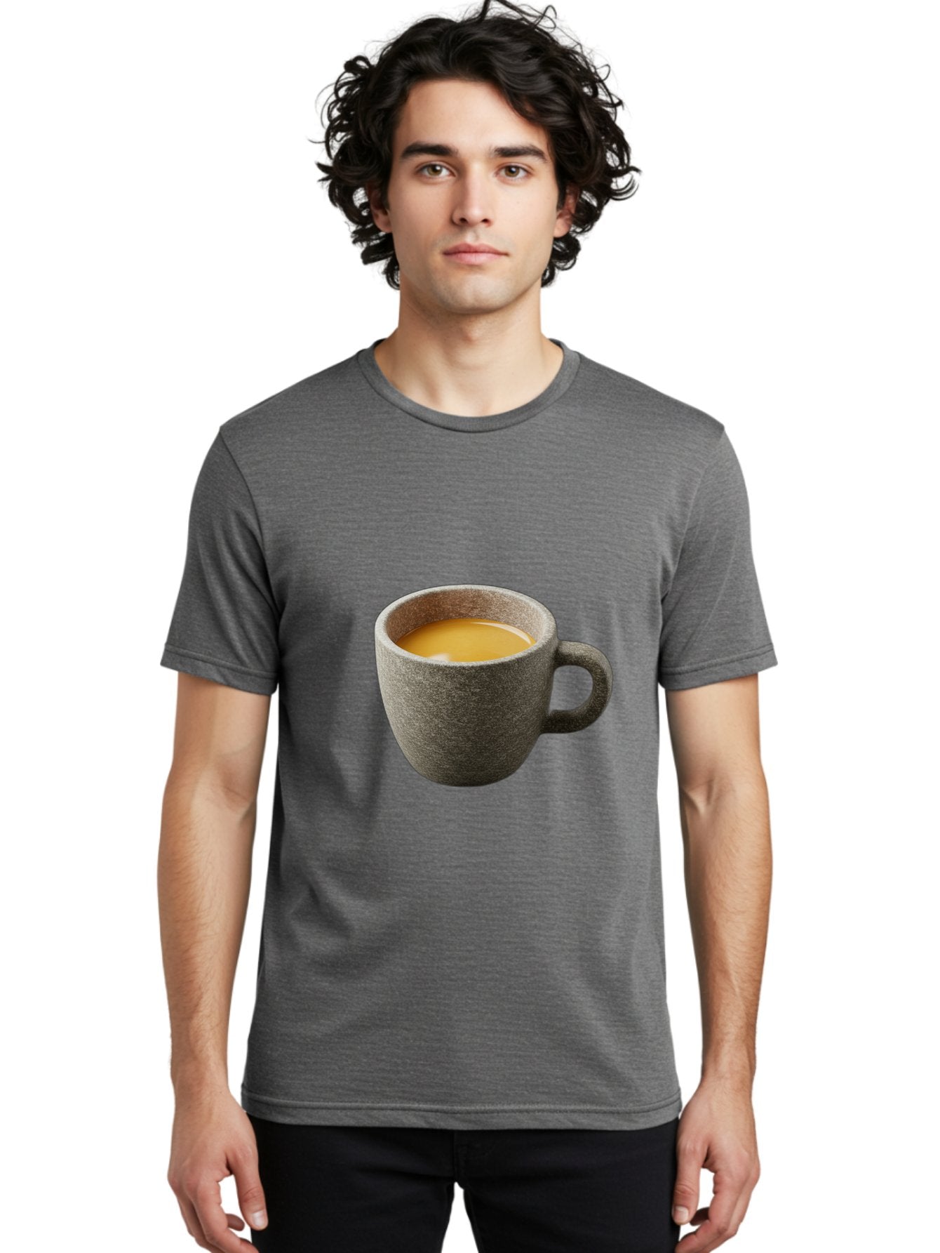 Grey-Coffee-Mug Men'S Graphic Tee, 100% Cotton, Comfortable Casual Summer Wear, Machine Washable, Coffee Cup, Gray Mug, Coffee Drink, Morning Coffee, Coffee Time, Beverage, Hot Drink, Cozy Moment Bac008 16