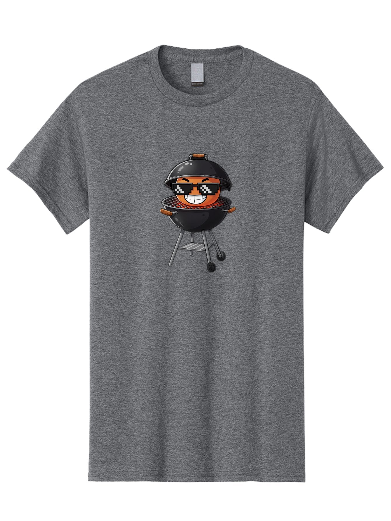 Grill-Emoji Men'S Graphic Tee, 100% Cotton, Comfortable Casual Summer Wear, Machine Washable, Burger In Barbecue Grill, Cool Burger, Grill Master, Barbecue Party, Funny Cartoon, Pixelated Sunglasses, Happy Burger, Grill Scene, Summer Vibe, Bac009 13