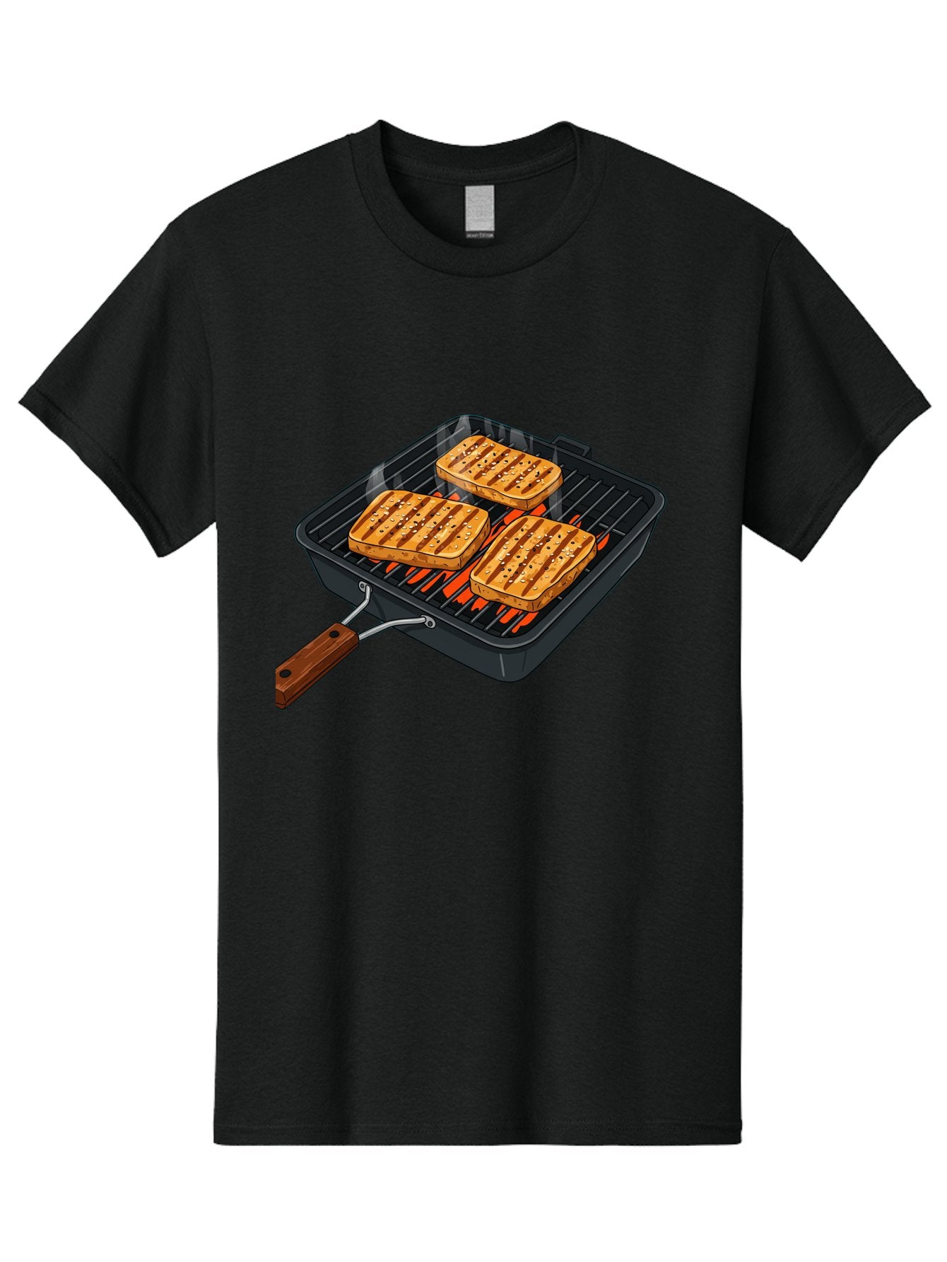 Grilled-Cheese-Sandwich Men'S Graphic Tee, 100% Cotton, Comfortable Casual Summer Wear, Machine Washable, Grilled Sandwiches, Toasted Bread, Barbecue Grill, Cooking Outdoors, Grilled Marks, Flame Grilled Food, Summer Cooking, Outdoor Cooking, Bac014