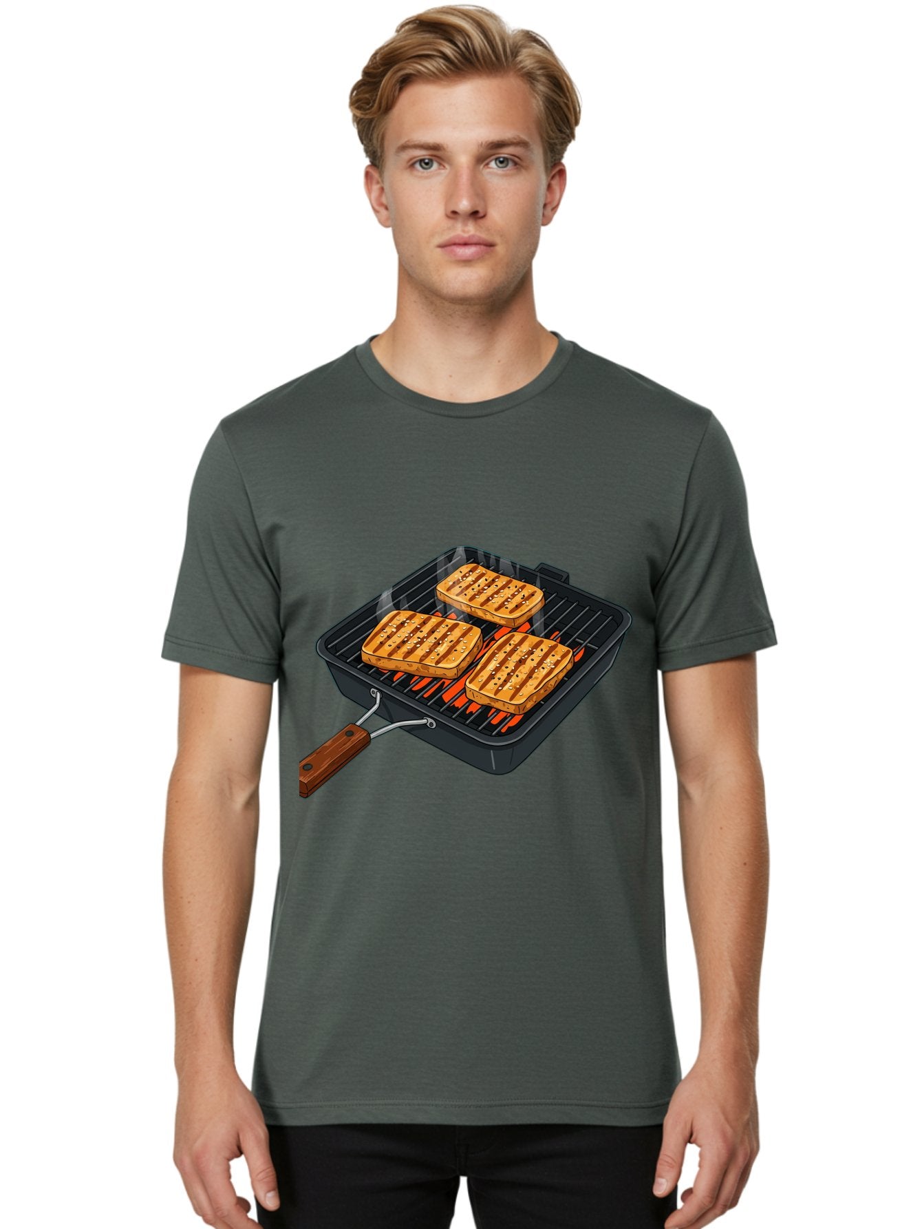 Grilled-Cheese-Sandwich Men'S Graphic Tee, 100% Cotton, Comfortable Casual Summer Wear, Machine Washable, Grilled Sandwiches, Toasted Bread, Barbecue Grill, Cooking Outdoors, Grilled Marks, Flame Grilled Food, Summer Cooking, Outdoor Cooking, Bac014 20