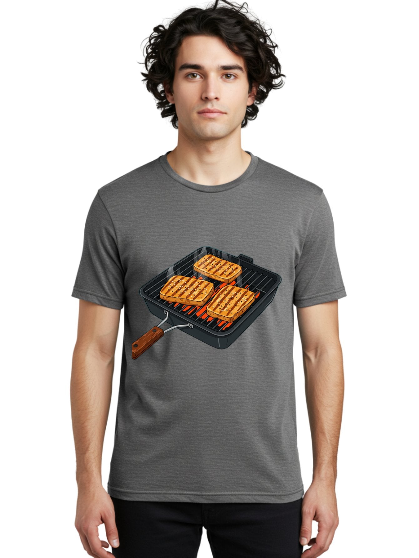 Grilled-Cheese-Sandwich Men'S Graphic Tee, 100% Cotton, Comfortable Casual Summer Wear, Machine Washable, Grilled Sandwiches, Toasted Bread, Barbecue Grill, Cooking Outdoors, Grilled Marks, Flame Grilled Food, Summer Cooking, Outdoor Cooking, Bac014 19
