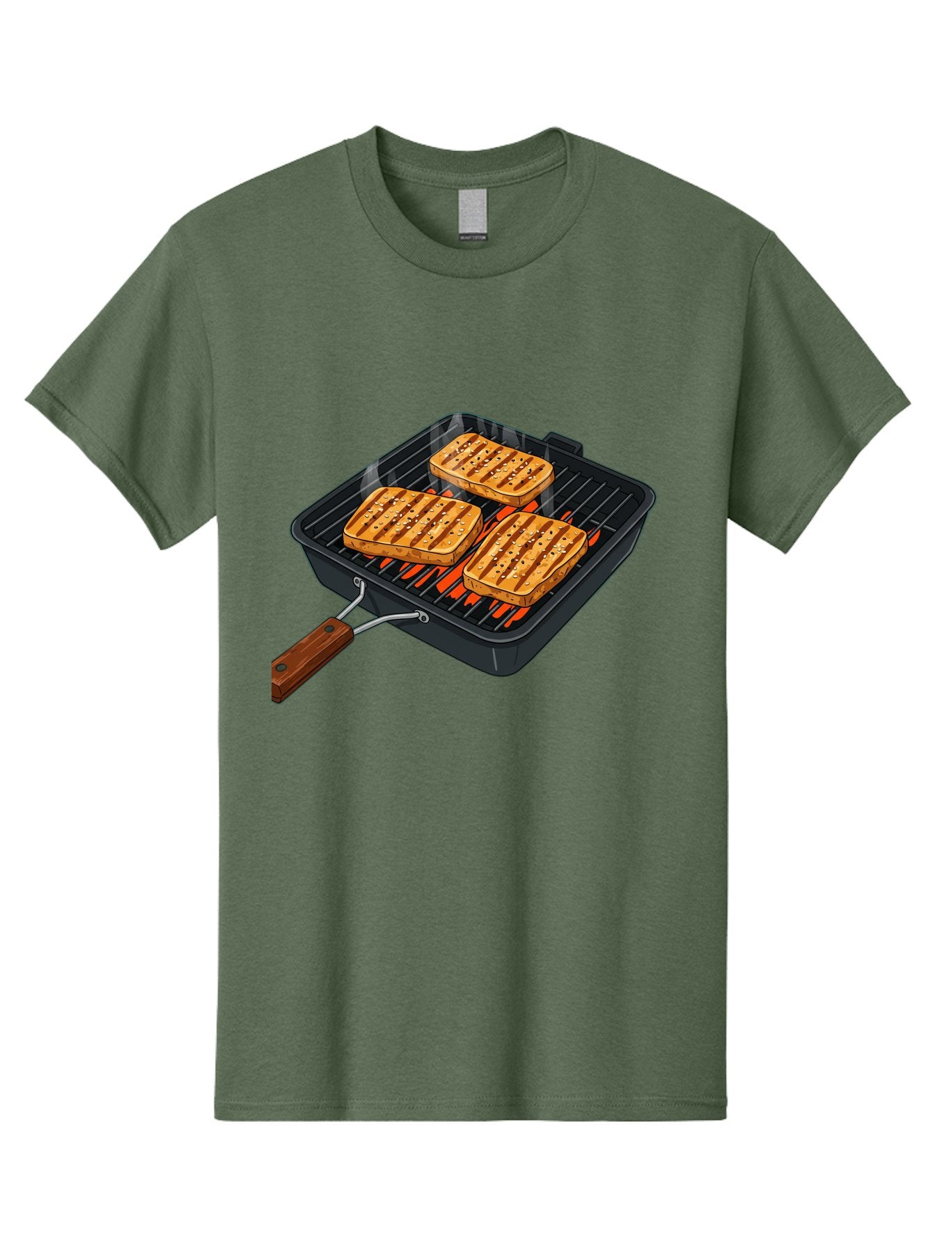 Grilled-Cheese-Sandwich Men'S Graphic Tee, 100% Cotton, Comfortable Casual Summer Wear, Machine Washable, Grilled Sandwiches, Toasted Bread, Barbecue Grill, Cooking Outdoors, Grilled Marks, Flame Grilled Food, Summer Cooking, Outdoor Cooking, Bac014 4