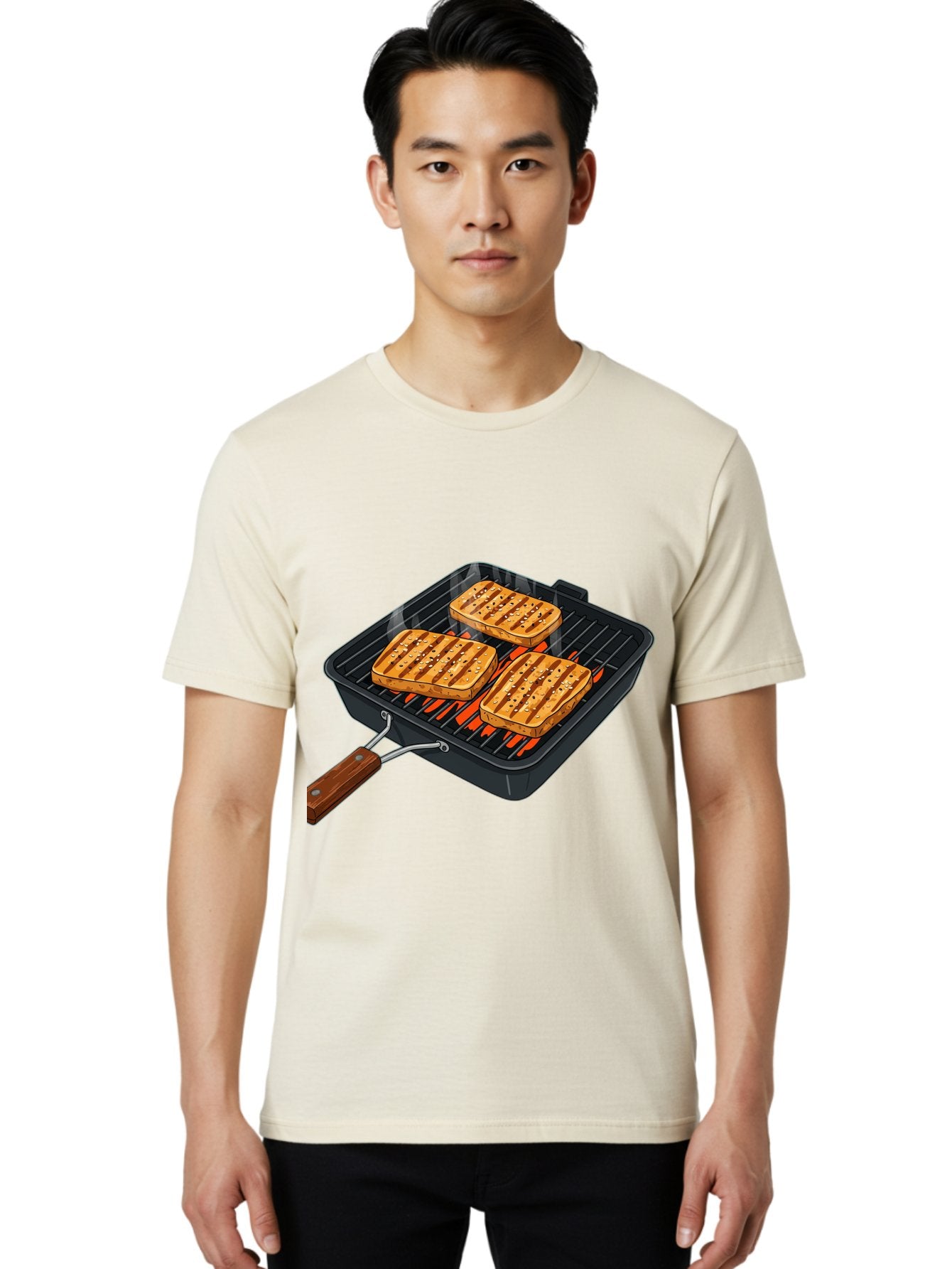 Grilled-Cheese-Sandwich Men'S Graphic Tee, 100% Cotton, Comfortable Casual Summer Wear, Machine Washable, Grilled Sandwiches, Toasted Bread, Barbecue Grill, Cooking Outdoors, Grilled Marks, Flame Grilled Food, Summer Cooking, Outdoor Cooking, Bac014 16