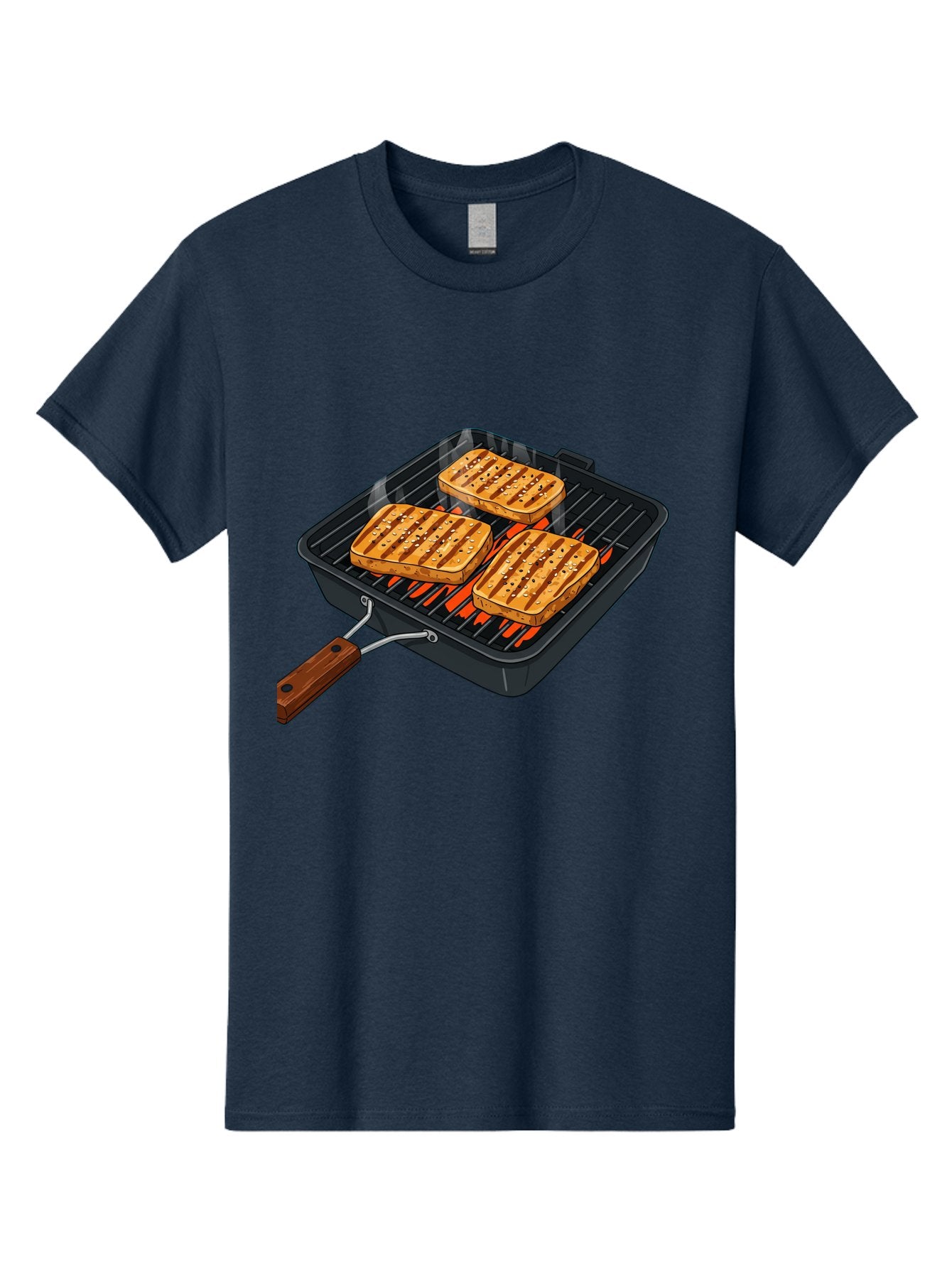 Grilled-Cheese-Sandwich Men'S Graphic Tee, 100% Cotton, Comfortable Casual Summer Wear, Machine Washable, Grilled Sandwiches, Toasted Bread, Barbecue Grill, Cooking Outdoors, Grilled Marks, Flame Grilled Food, Summer Cooking, Outdoor Cooking, Bac014 3