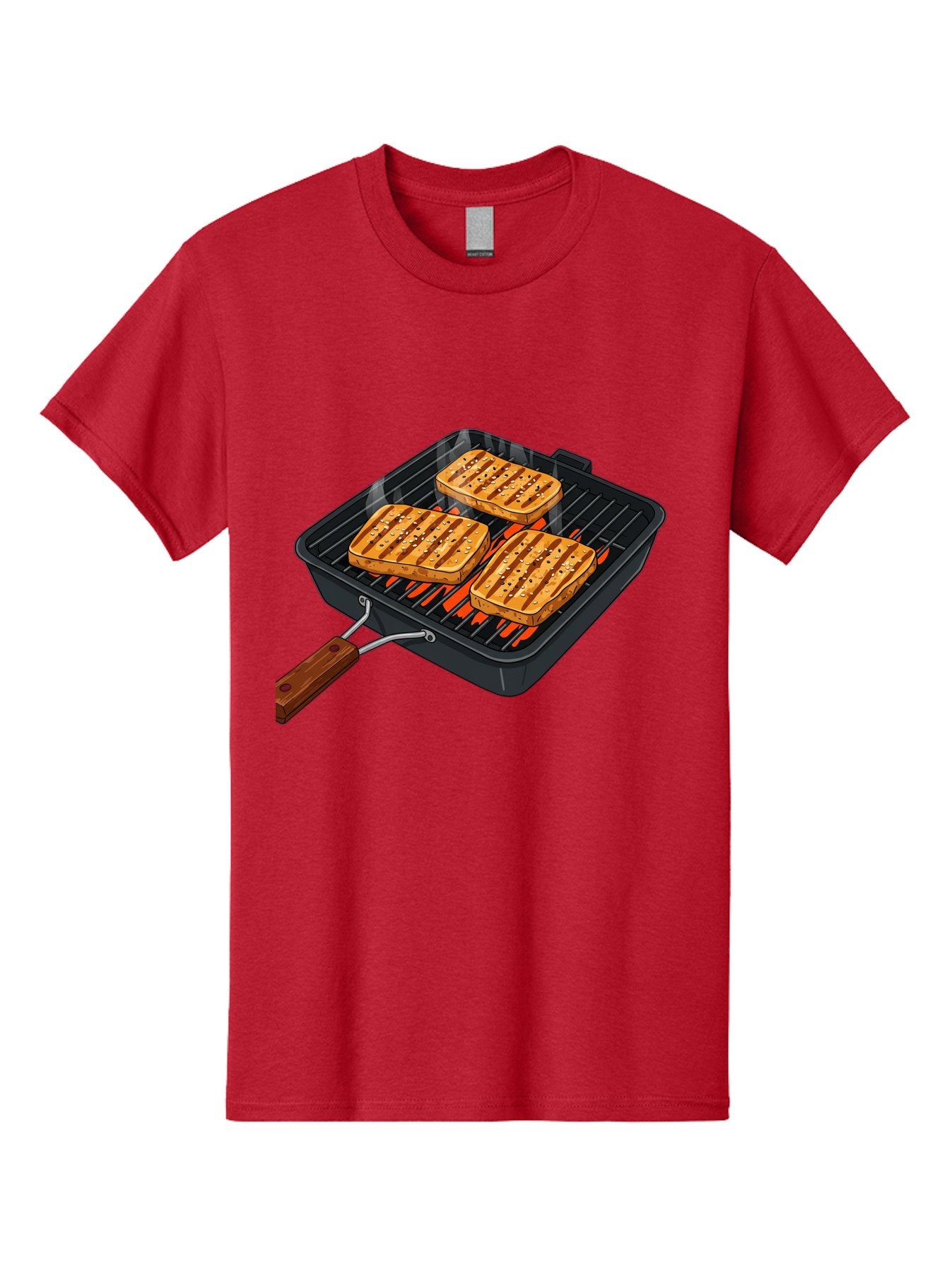 Grilled-Cheese-Sandwich Men'S Graphic Tee, 100% Cotton, Comfortable Casual Summer Wear, Machine Washable, Grilled Sandwiches, Toasted Bread, Barbecue Grill, Cooking Outdoors, Grilled Marks, Flame Grilled Food, Summer Cooking, Outdoor Cooking, Bac014 12