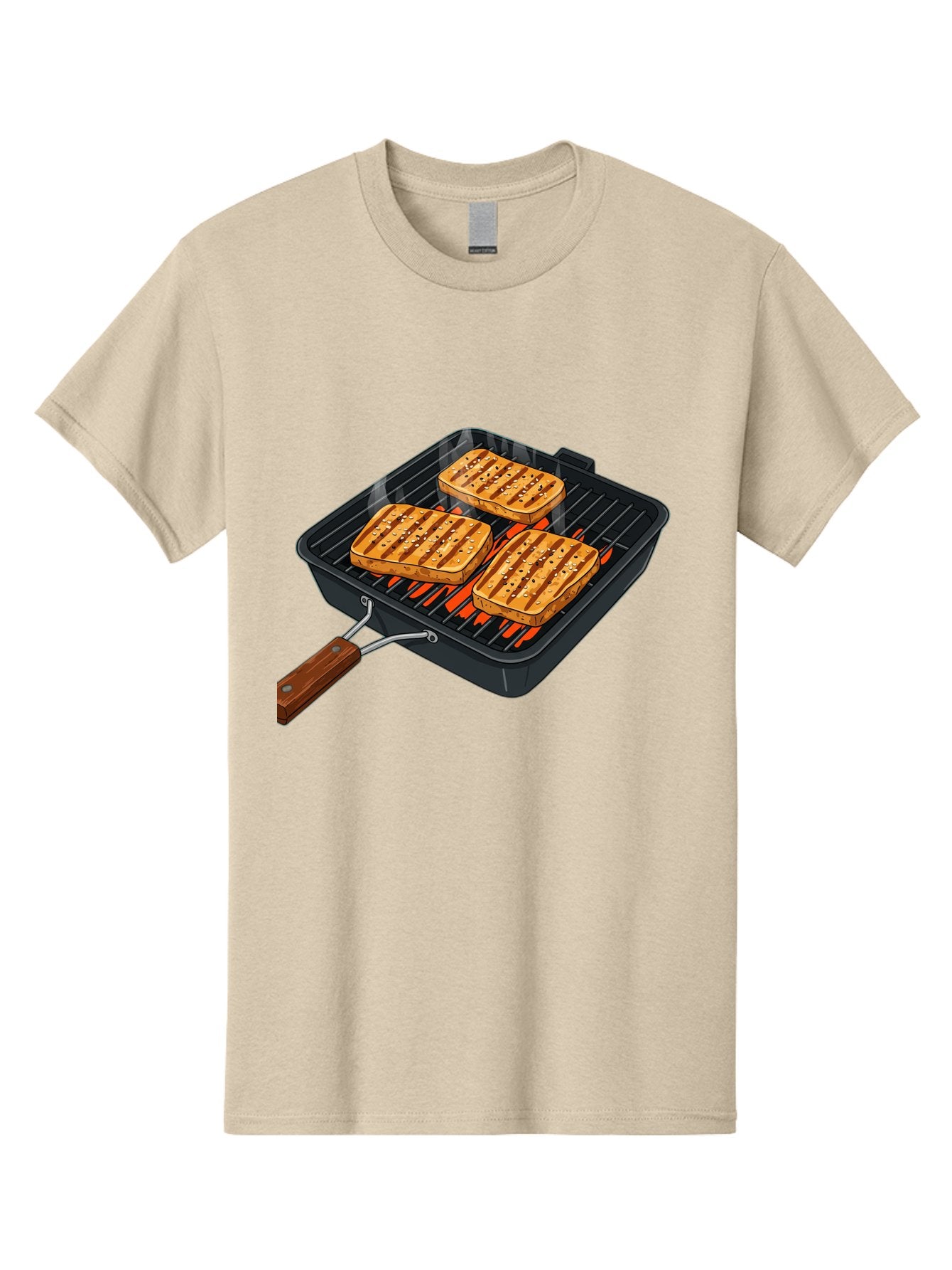 Grilled-Cheese-Sandwich Men'S Graphic Tee, 100% Cotton, Comfortable Casual Summer Wear, Machine Washable, Grilled Sandwiches, Toasted Bread, Barbecue Grill, Cooking Outdoors, Grilled Marks, Flame Grilled Food, Summer Cooking, Outdoor Cooking, Bac014 5