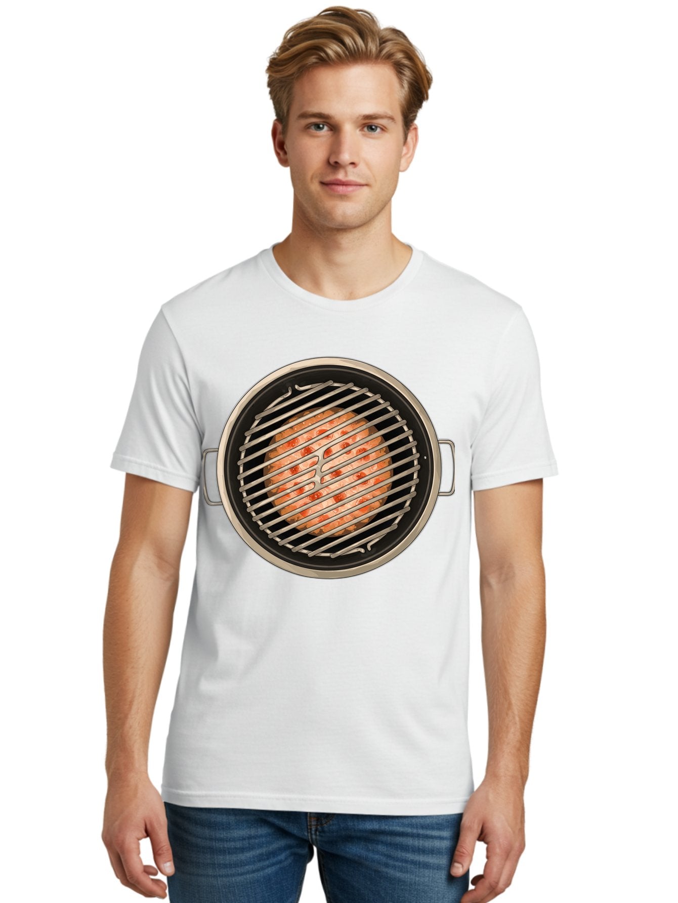 Grilled-Salmon Men'S Graphic Tee, 100% Cotton, Comfortable Casual Summer Wear, Machine Washable, Grilled Chicken, Chicken Breast, Cooking, Barbecue, Grilling, Meat, Kitchen, Food, Cooking Technique, Grill Marks, Culinary Art Bac015 20