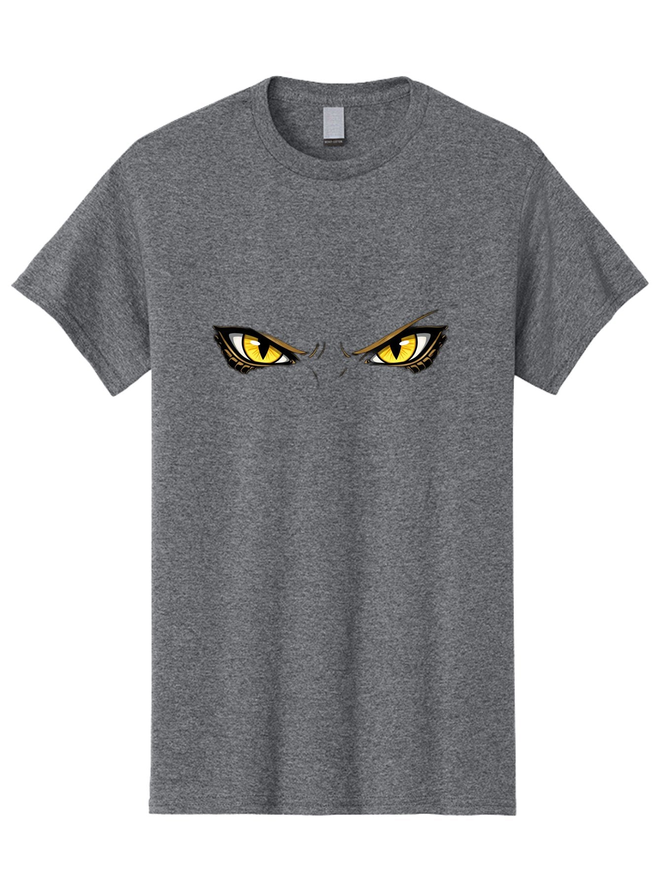 Grinch-Eyes Men'S Graphic Tee, 100% Cotton, Comfortable Casual Summer Wear, Machine Washable, Menacing Eyes, Anime Style, Yellow Eyes, Black Pupils, Aggressive Stare, Intense Gaze, Sharp Eyebrows, Cartoon Illustration, Angry Expression Bac017
