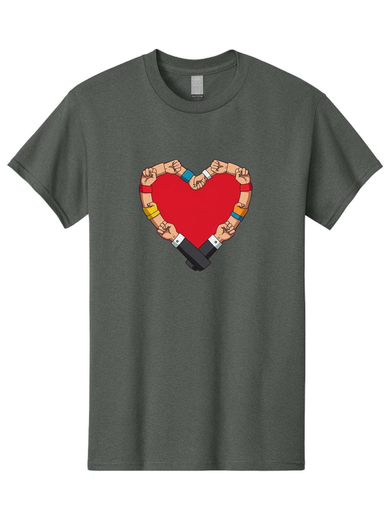 Hands-Forming-Heart-1 Men'S Graphic Tee, 100% Cotton, Comfortable Casual Summer Wear, Machine Washable, Hands Holding Heart, Unity, Solidarity, Social Justice, Human Rights, Love, Community, Togetherness, Diversity, Activism, Empowerment Bac022 8