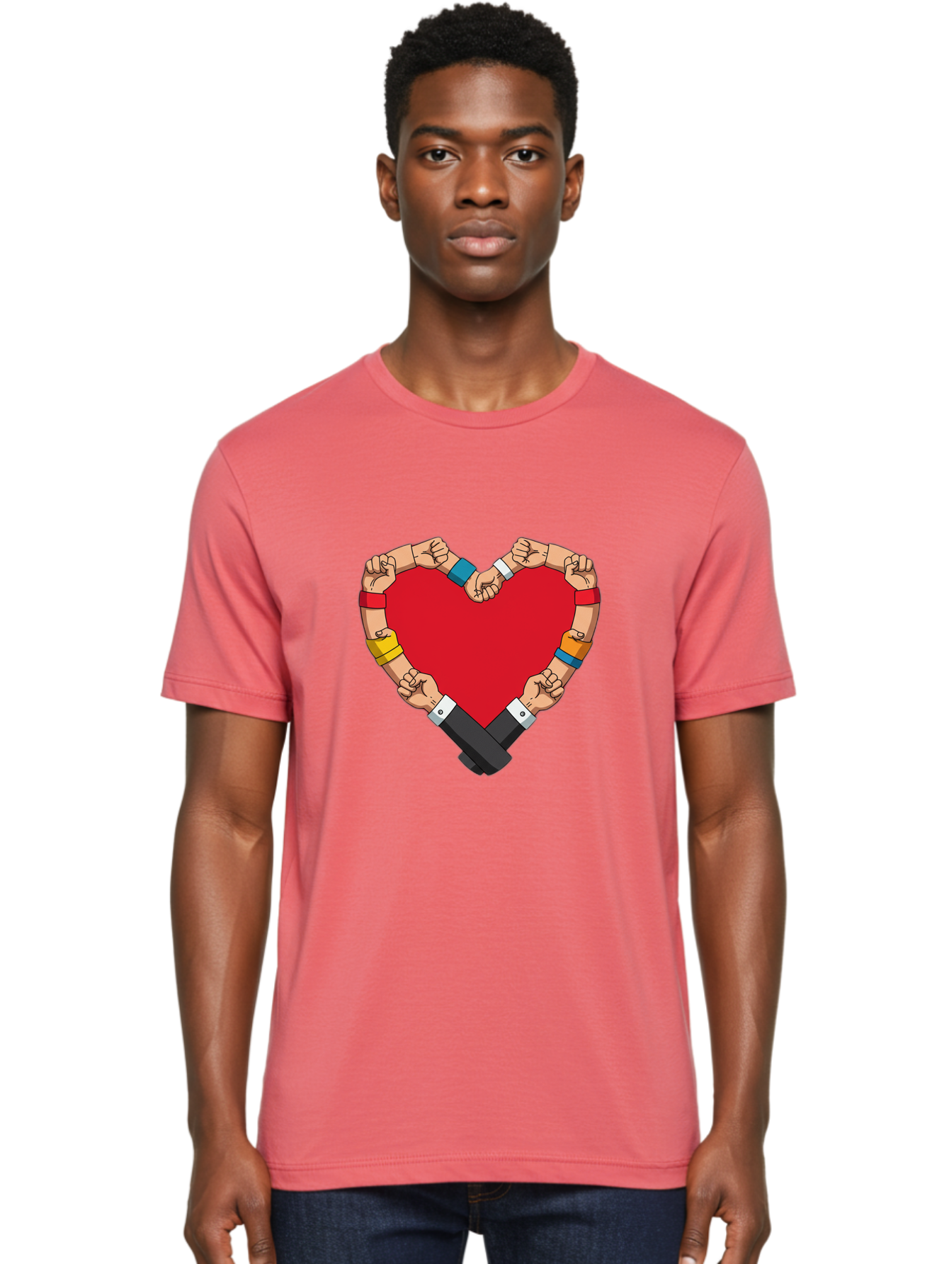 Hands-Forming-Heart-1 Men'S Graphic Tee, 100% Cotton, Comfortable Casual Summer Wear, Machine Washable, Hands Holding Heart, Unity, Solidarity, Social Justice, Human Rights, Love, Community, Togetherness, Diversity, Activism, Empowerment Bac022 18