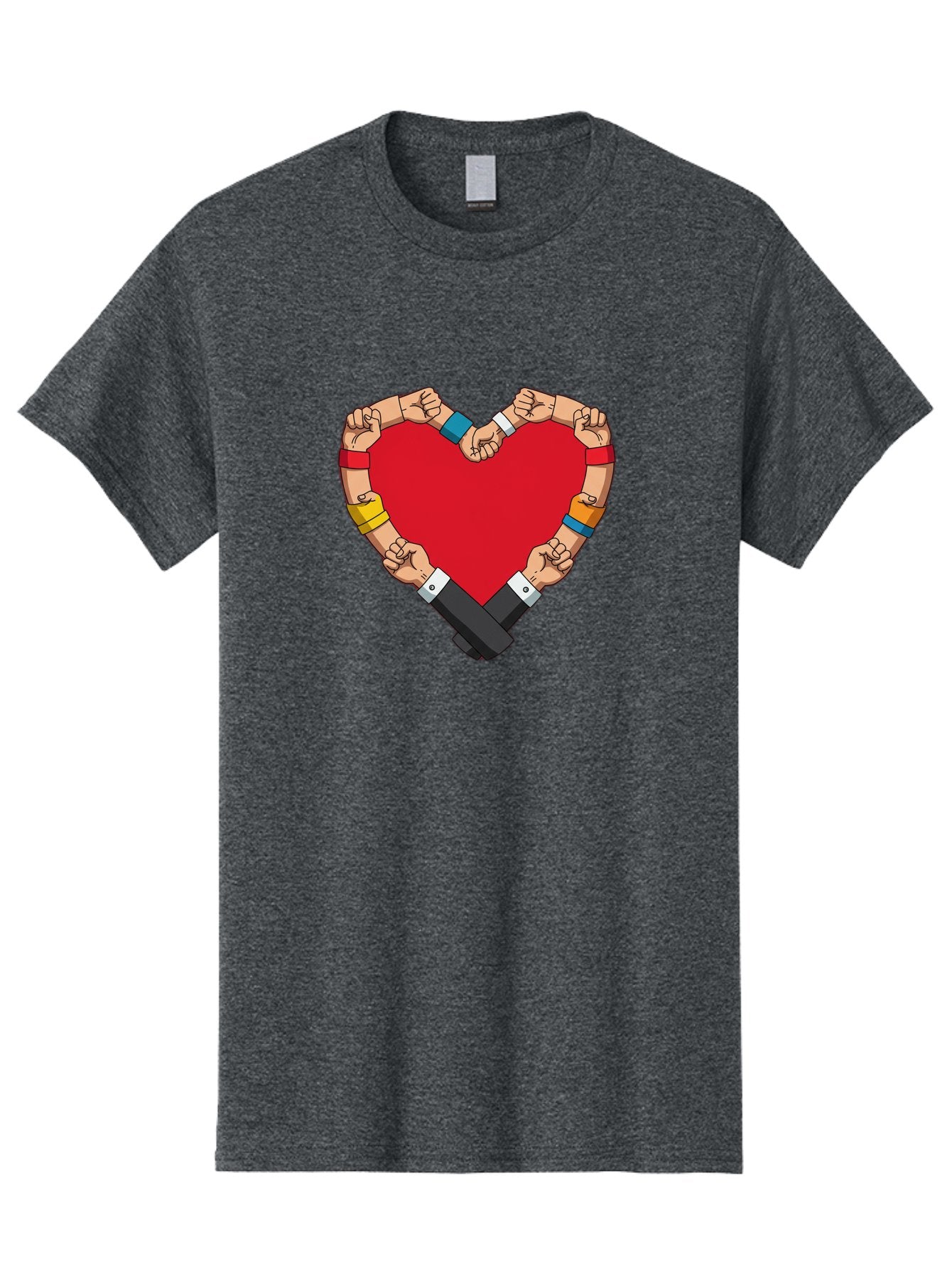 Hands-Forming-Heart-1 Men'S Graphic Tee, 100% Cotton, Comfortable Casual Summer Wear, Machine Washable, Hands Holding Heart, Unity, Solidarity, Social Justice, Human Rights, Love, Community, Togetherness, Diversity, Activism, Empowerment Bac022