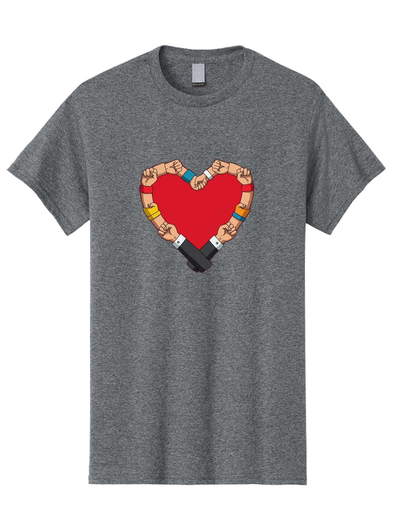 Hands-Forming-Heart-1 Men'S Graphic Tee, 100% Cotton, Comfortable Casual Summer Wear, Machine Washable, Hands Holding Heart, Unity, Solidarity, Social Justice, Human Rights, Love, Community, Togetherness, Diversity, Activism, Empowerment Bac022
