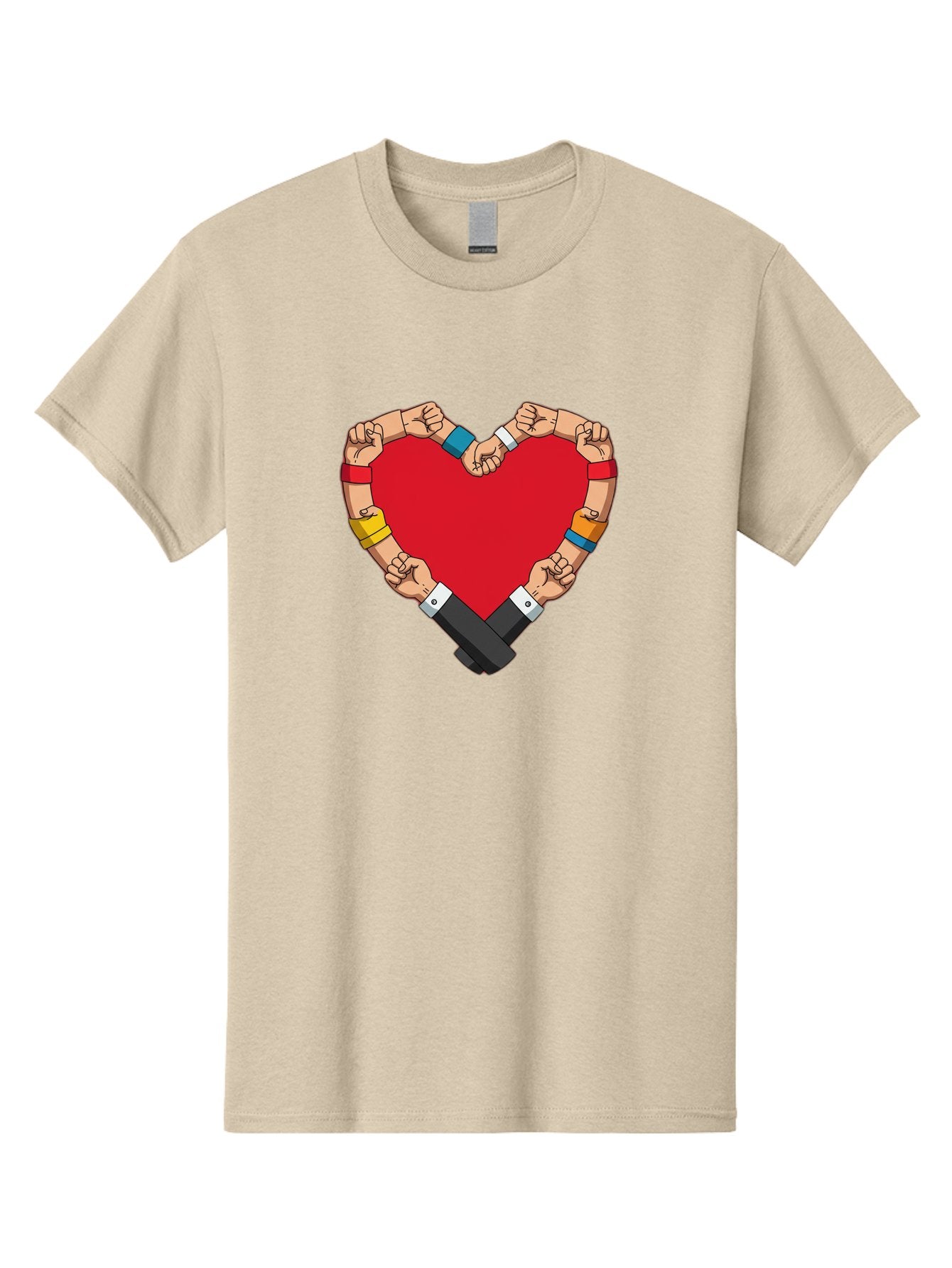 Hands-Forming-Heart-1 Men'S Graphic Tee, 100% Cotton, Comfortable Casual Summer Wear, Machine Washable, Hands Holding Heart, Unity, Solidarity, Social Justice, Human Rights, Love, Community, Togetherness, Diversity, Activism, Empowerment Bac022 6
