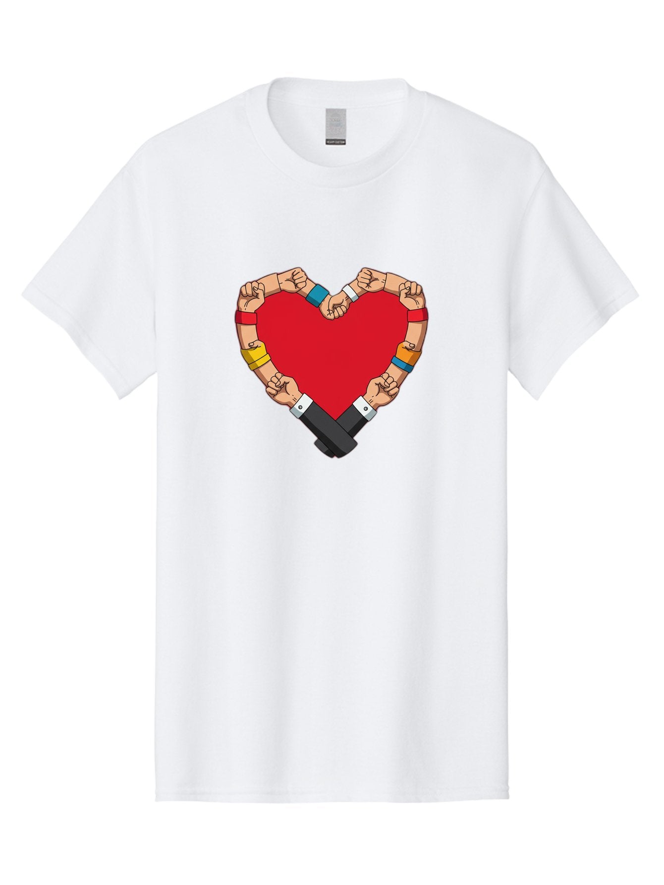 Hands-Forming-Heart-1 Men'S Graphic Tee, 100% Cotton, Comfortable Casual Summer Wear, Machine Washable, Hands Holding Heart, Unity, Solidarity, Social Justice, Human Rights, Love, Community, Togetherness, Diversity, Activism, Empowerment Bac022 3