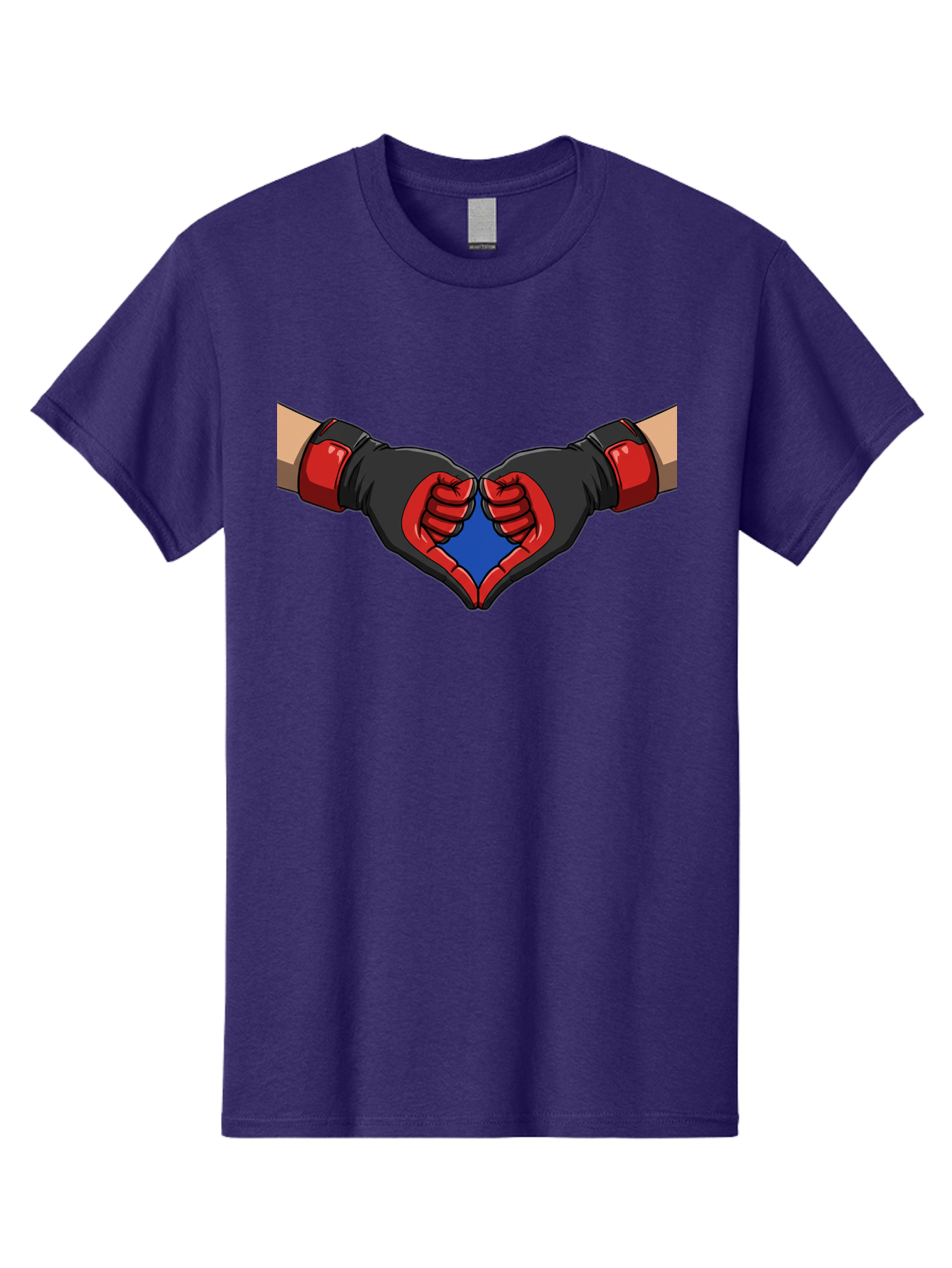 Hands-Forming-Heart-2 Men'S Graphic Tee, 100% Cotton, Comfortable Casual Summer Wear, Machine Washable, Hands Forming A Heart Shape, Black And Red Boxing Gloves, Blue Heart Center, Cartoon Illustration, Hand Gesture, Symbolic Heart Shape, Bac023 10