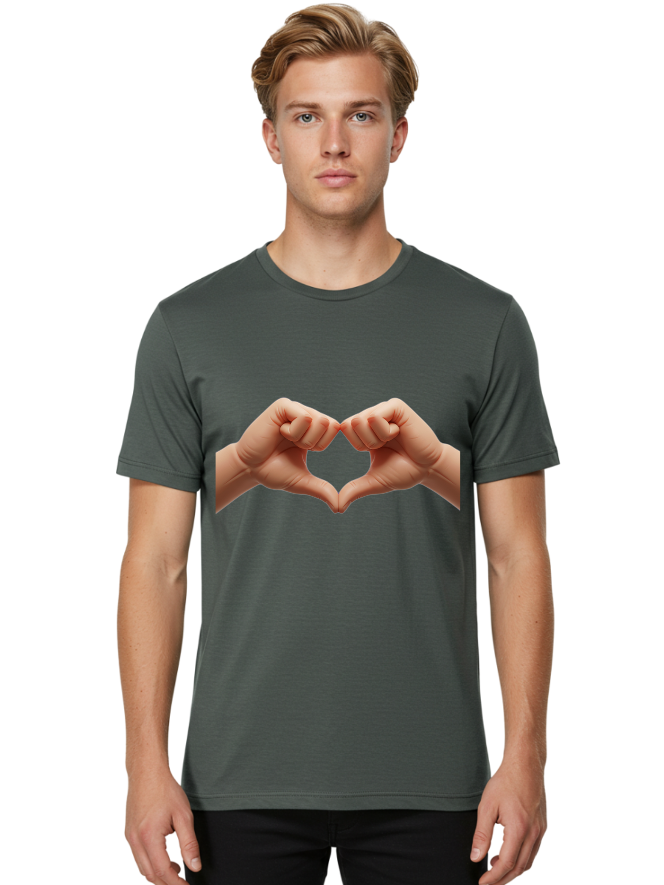 Hands-Forming-Heart-3 Men'S Graphic Tee, 100% Cotton, Comfortable Casual Summer Wear, Machine Washable, Hands Forming Heart Shape, Heart Gesture, Love Symbol, Hand Sign, Affectionate Gesture, Heart Hands, Love Sign Bac024 18