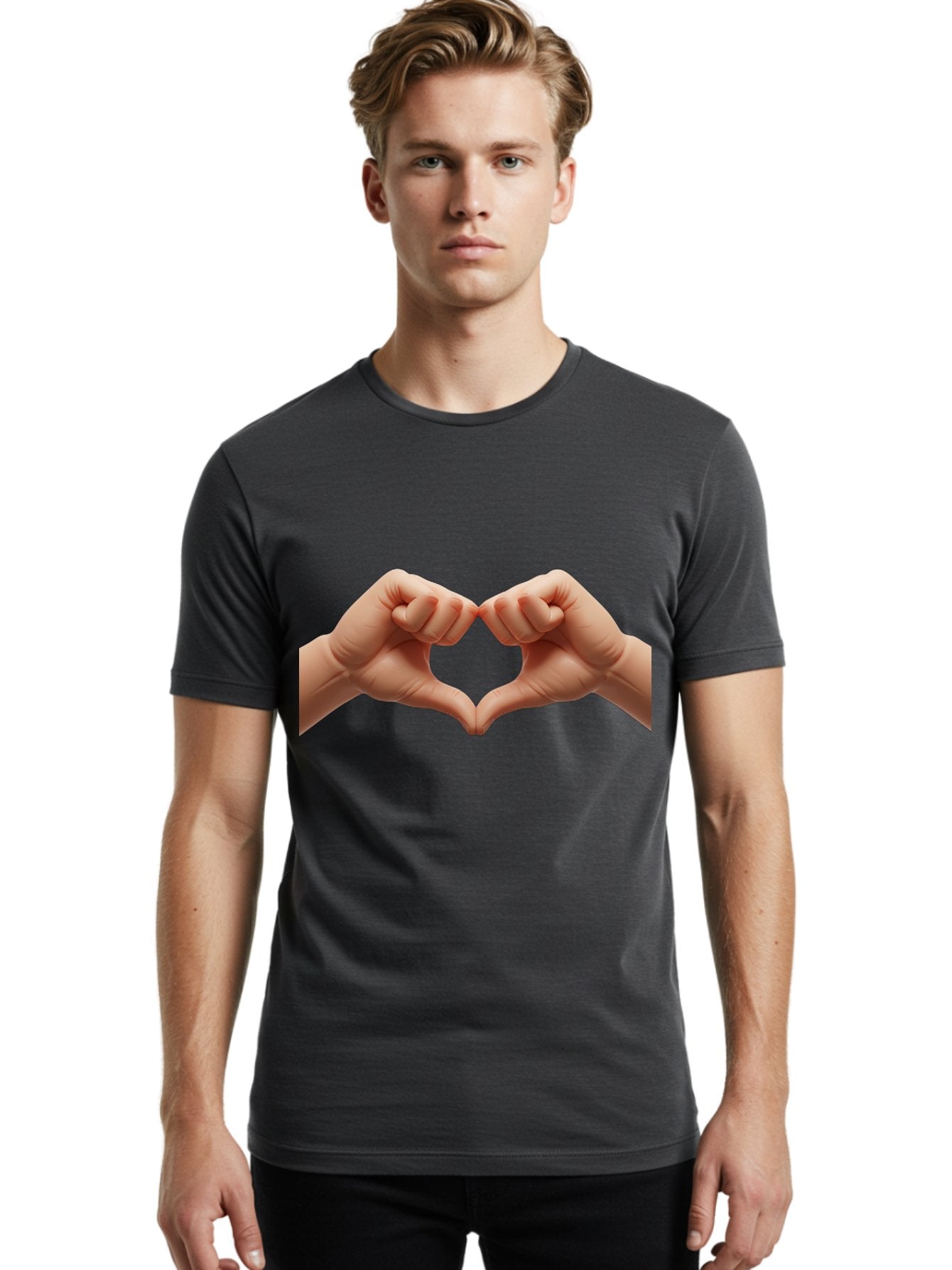 Hands-Forming-Heart-3 Men'S Graphic Tee, 100% Cotton, Comfortable Casual Summer Wear, Machine Washable, Hands Forming Heart Shape, Heart Gesture, Love Symbol, Hand Sign, Affectionate Gesture, Heart Hands, Love Sign Bac024 27