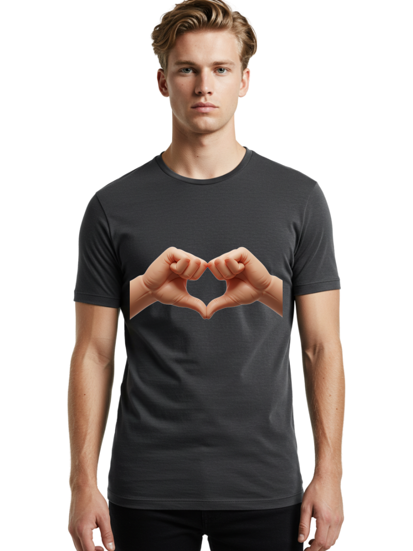 Hands-Forming-Heart-3 Men'S Graphic Tee, 100% Cotton, Comfortable Casual Summer Wear, Machine Washable, Hands Forming Heart Shape, Heart Gesture, Love Symbol, Hand Sign, Affectionate Gesture, Heart Hands, Love Sign Bac024 19