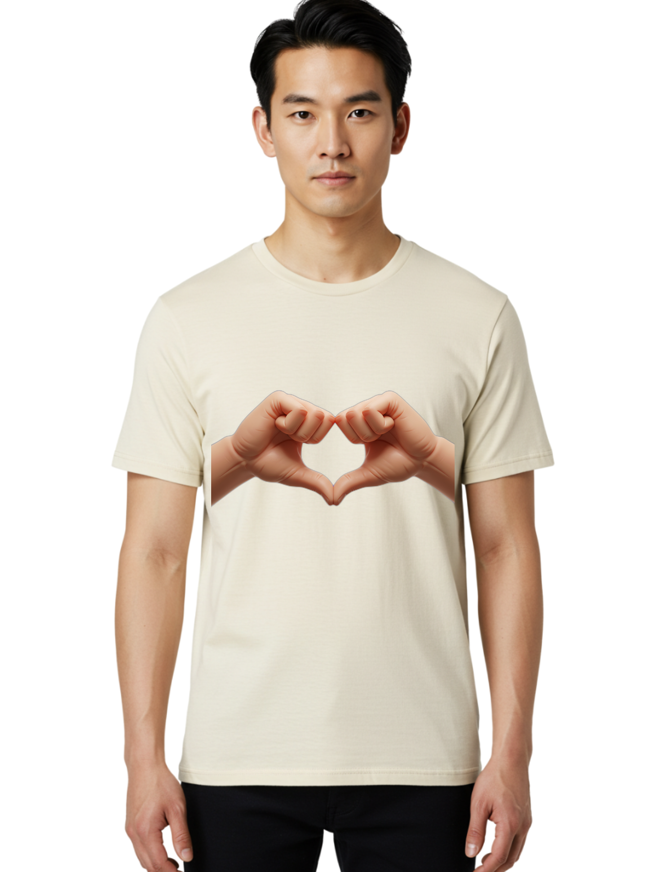 Hands-Forming-Heart-3 Men'S Graphic Tee, 100% Cotton, Comfortable Casual Summer Wear, Machine Washable, Hands Forming Heart Shape, Heart Gesture, Love Symbol, Hand Sign, Affectionate Gesture, Heart Hands, Love Sign Bac024 30