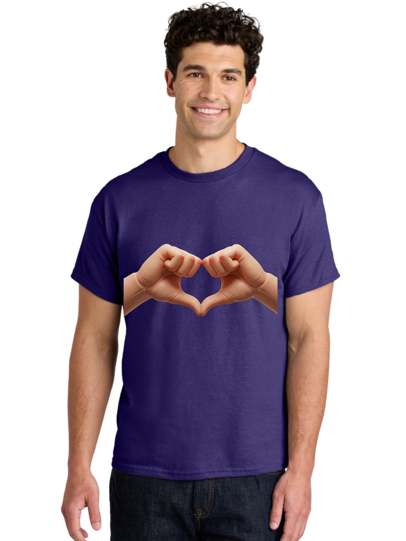 Hands-Forming-Heart-3 Men'S Graphic Tee, 100% Cotton, Comfortable Casual Summer Wear, Machine Washable, Hands Forming Heart Shape, Heart Gesture, Love Symbol, Hand Sign, Affectionate Gesture, Heart Hands, Love Sign Bac024 26