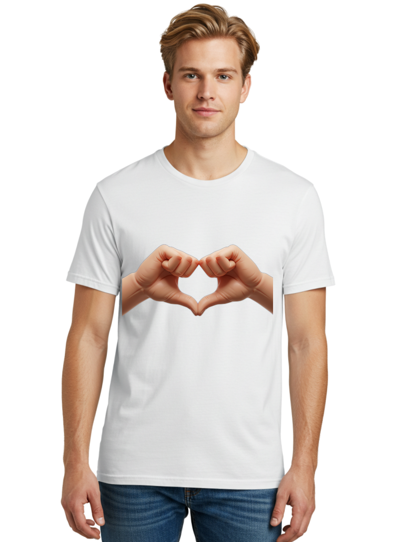 Hands-Forming-Heart-3 Men'S Graphic Tee, 100% Cotton, Comfortable Casual Summer Wear, Machine Washable, Hands Forming Heart Shape, Heart Gesture, Love Symbol, Hand Sign, Affectionate Gesture, Heart Hands, Love Sign Bac024 22