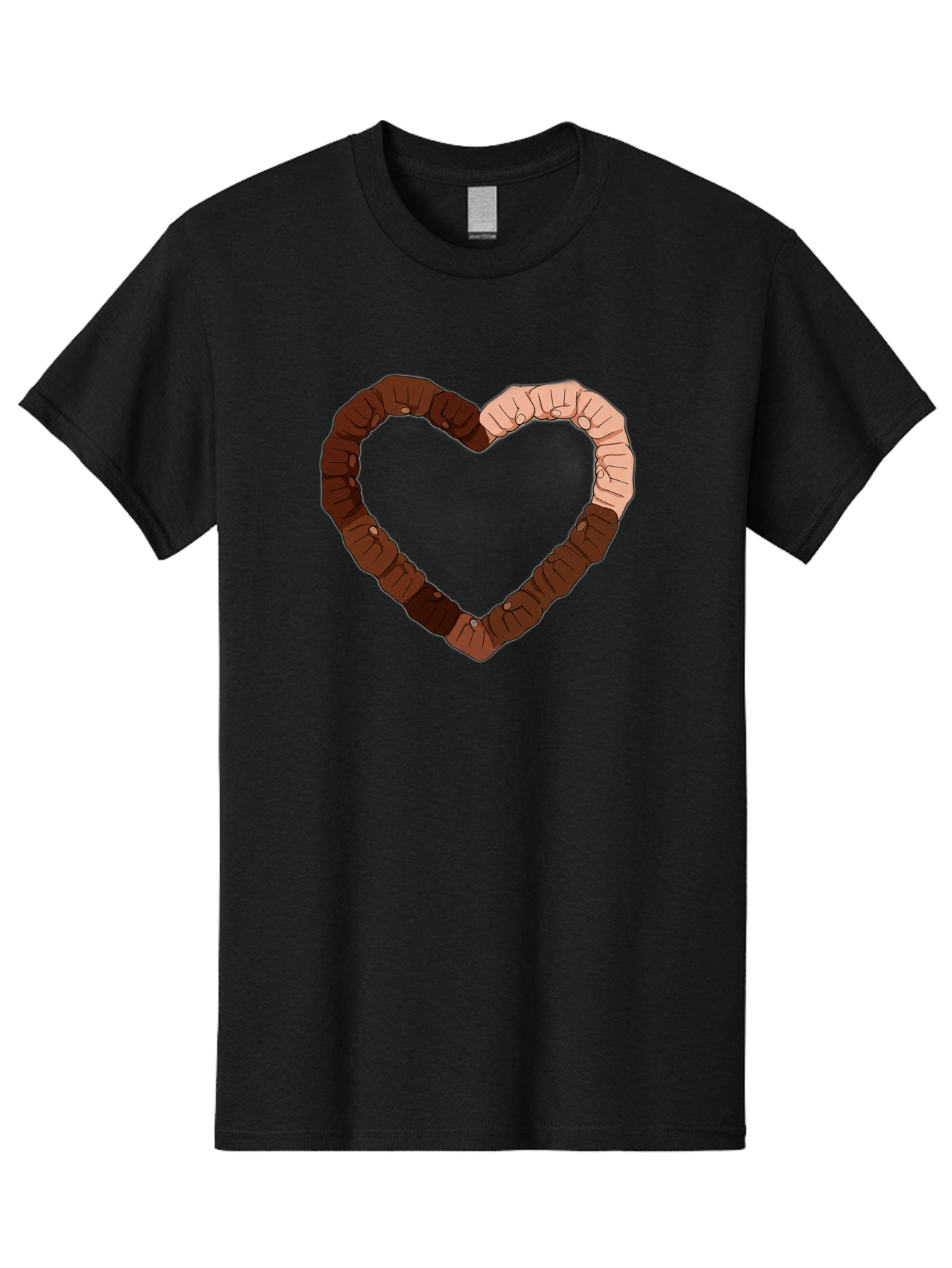 Hands-Forming-Heart Men'S Graphic Tee, 100% Cotton, Comfortable Casual Summer Wear, Machine Washable, Diverse Hands Forming Heart, Unity And Love Symbol, Multicultural Unity, Solidarity, Togetherness, Hand Holding Illustration, Bac027