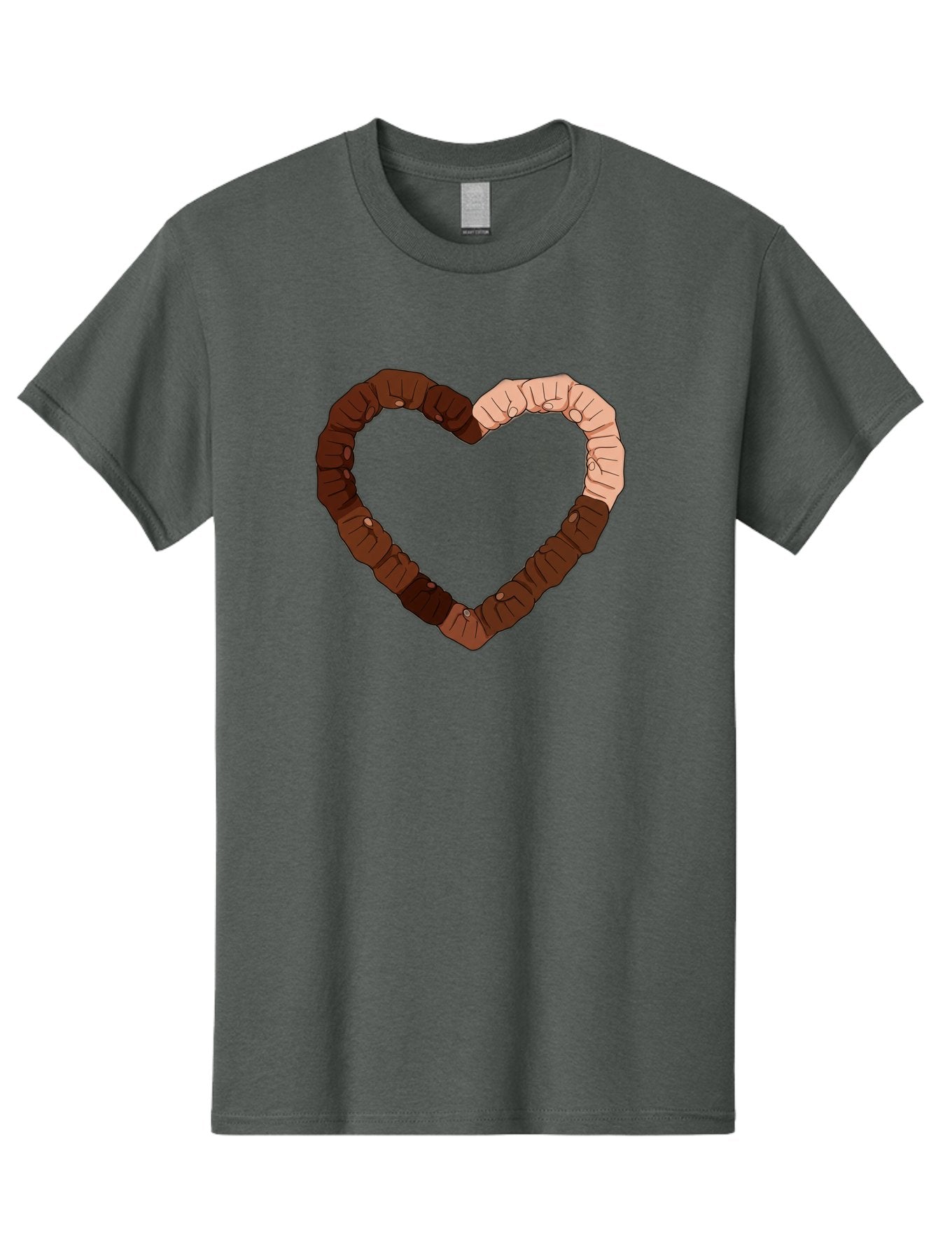 Hands-Forming-Heart Men'S Graphic Tee, 100% Cotton, Comfortable Casual Summer Wear, Machine Washable, Diverse Hands Forming Heart, Unity And Love Symbol, Multicultural Unity, Solidarity, Togetherness, Hand Holding Illustration, Bac027 15