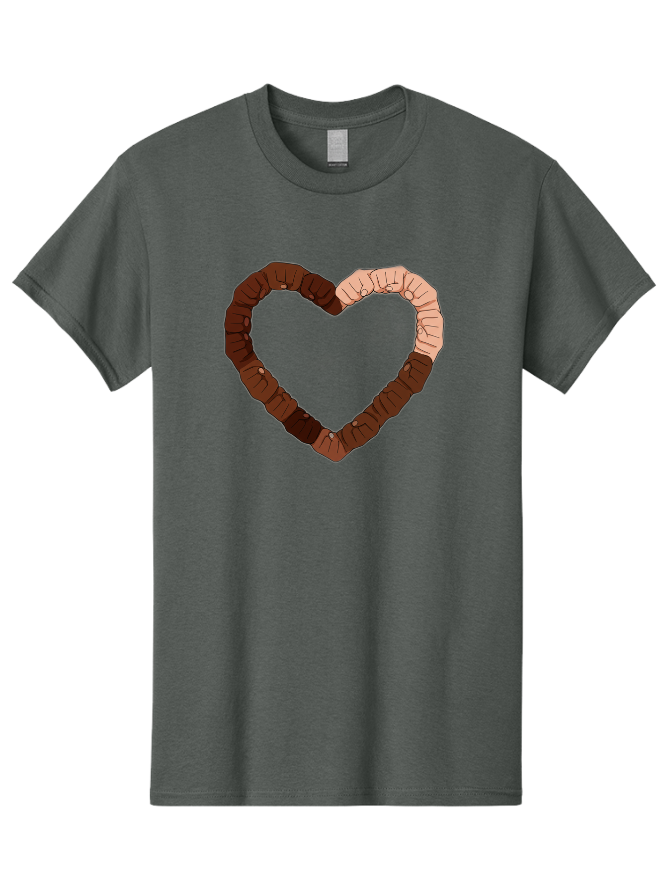 Hands-Forming-Heart Men'S Graphic Tee, 100% Cotton, Comfortable Casual Summer Wear, Machine Washable, Diverse Hands Forming Heart, Unity And Love Symbol, Multicultural Unity, Solidarity, Togetherness, Hand Holding Illustration, Bac027