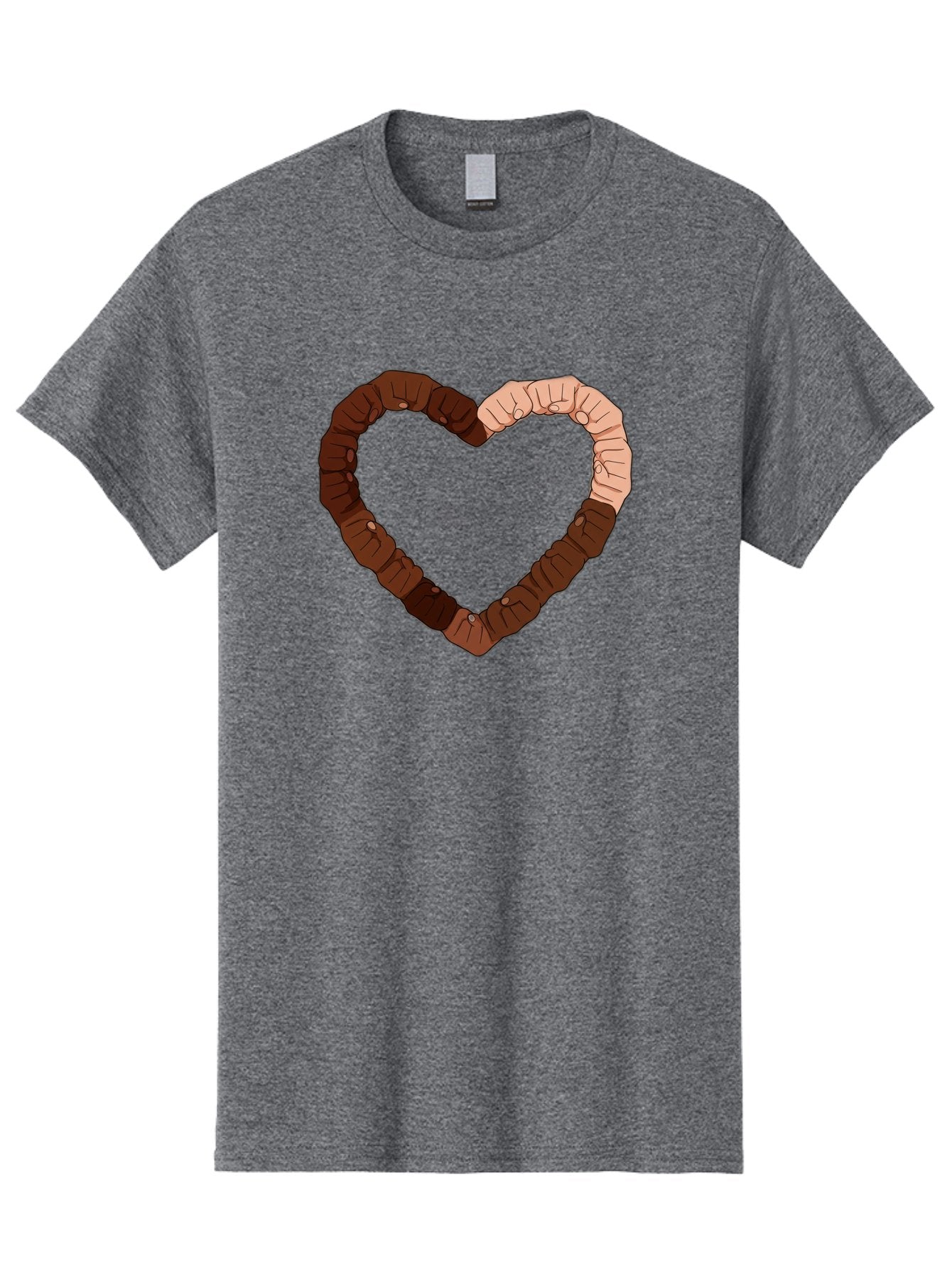 Hands-Forming-Heart Men'S Graphic Tee, 100% Cotton, Comfortable Casual Summer Wear, Machine Washable, Diverse Hands Forming Heart, Unity And Love Symbol, Multicultural Unity, Solidarity, Togetherness, Hand Holding Illustration, Bac027